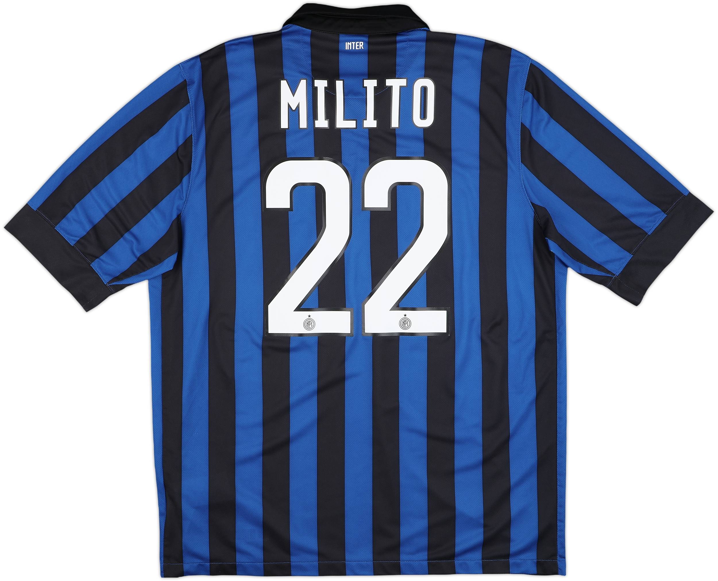 2011-12 Inter Milan Home Shirt Milito #22 - 9/10 - (XL)