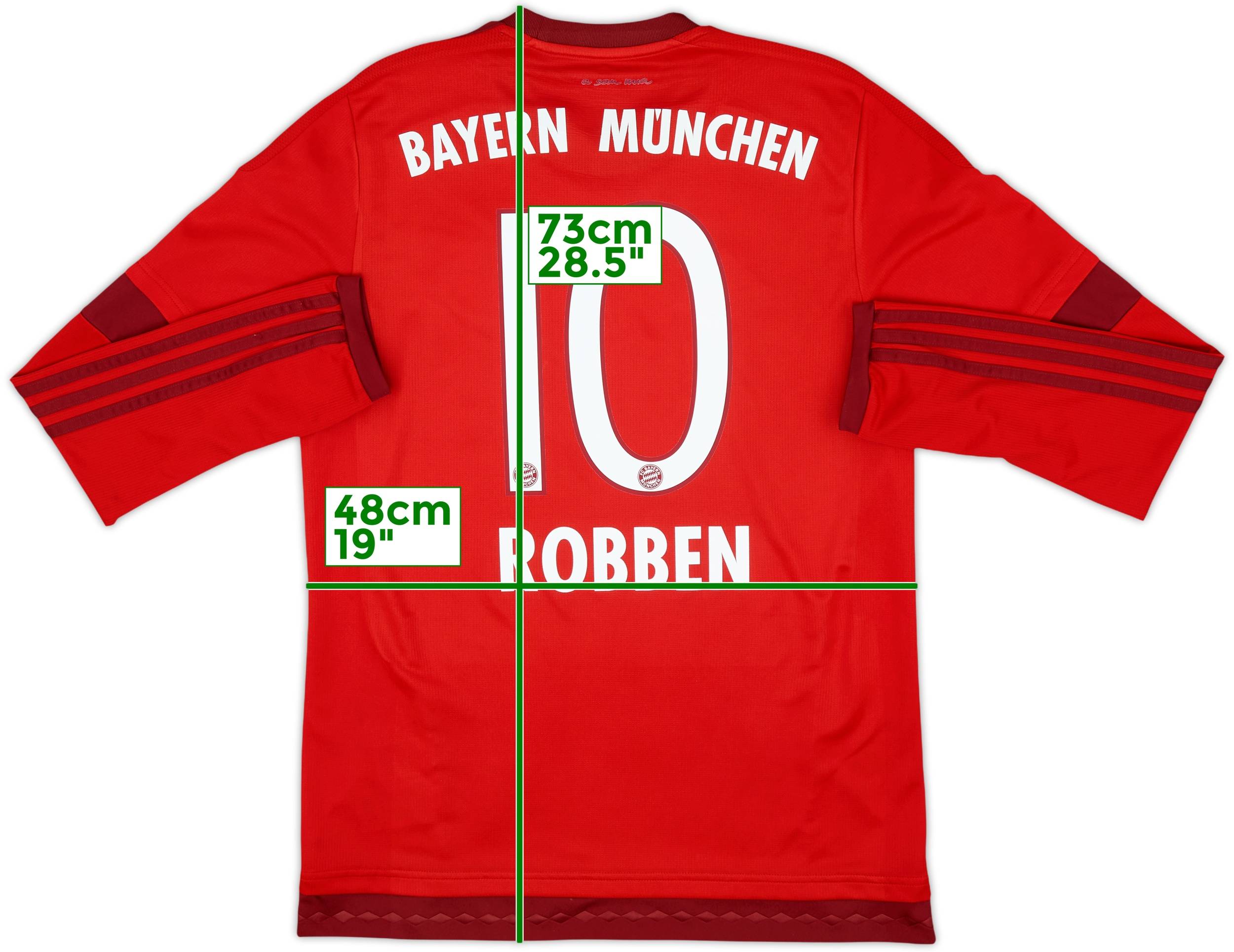 2015-16 Bayern Munich Home L/S Shirt Robben #10 - 7/10 - (M)