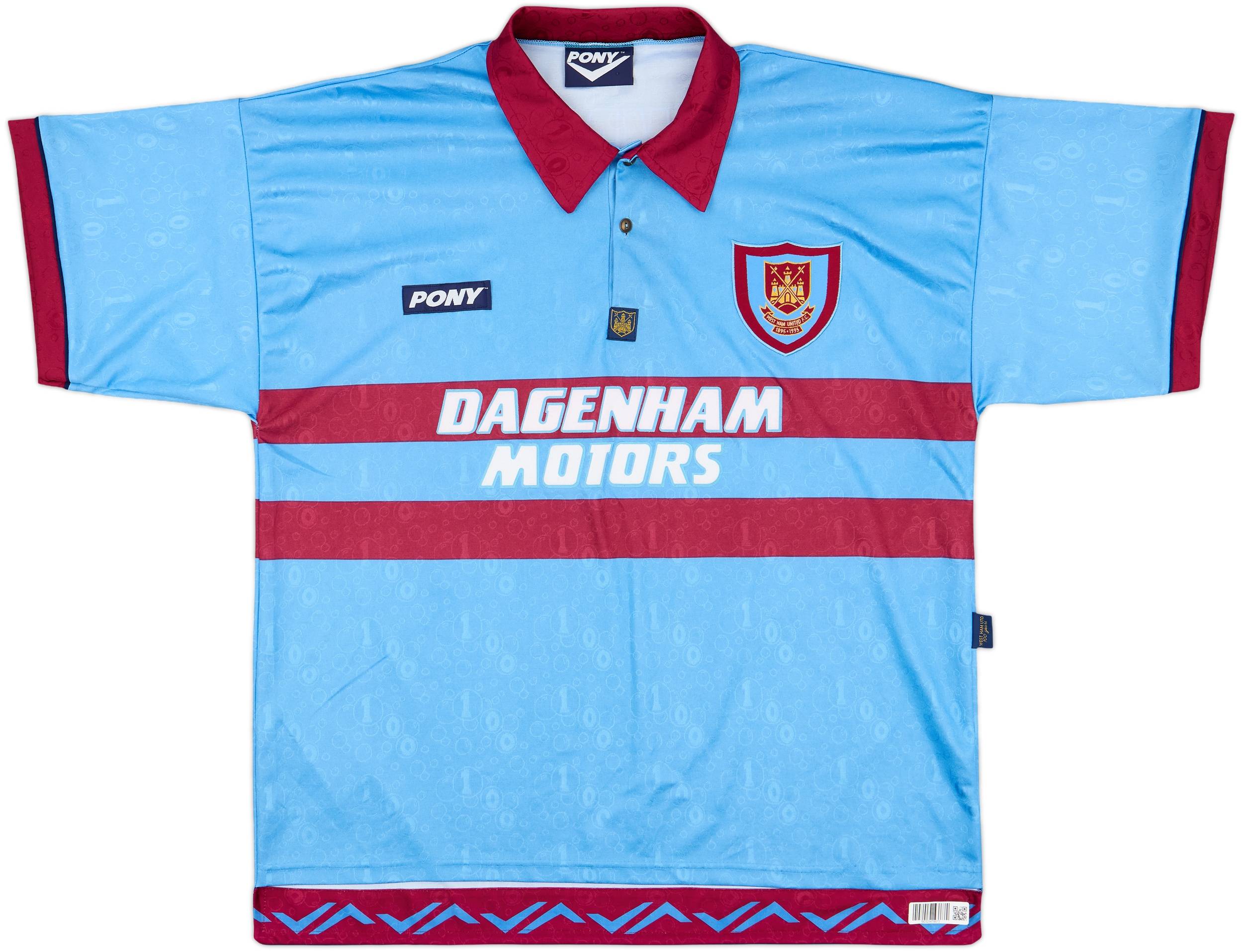 ウェア Westham United 1995/97 Away L/S Uniform 1995-97 West Ham Pony Reissue Centenary Home Shirt
