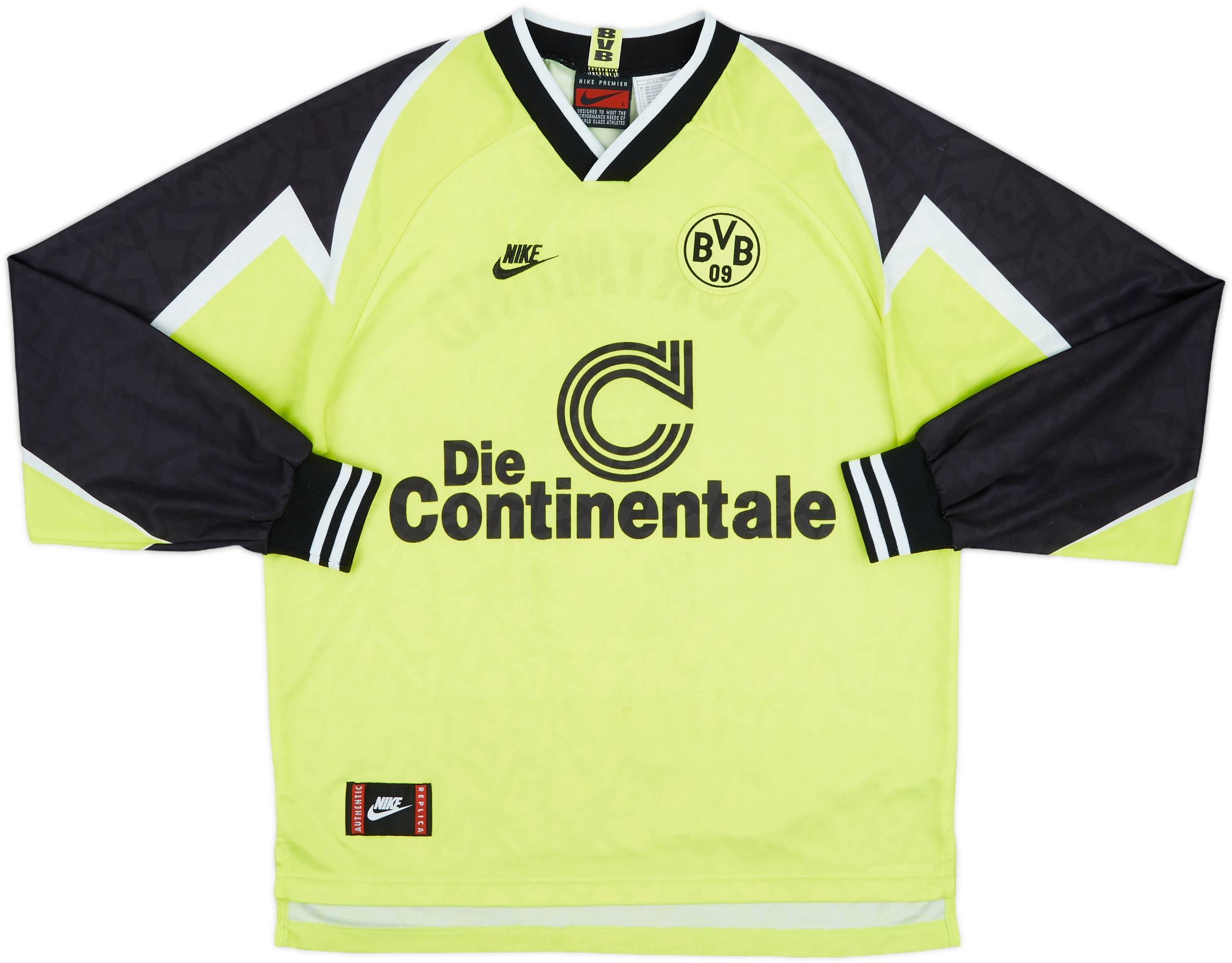 1995-96 Borussia Dortmund Home L/S Shirt Chapuisat #9 - 6/10 - (L)