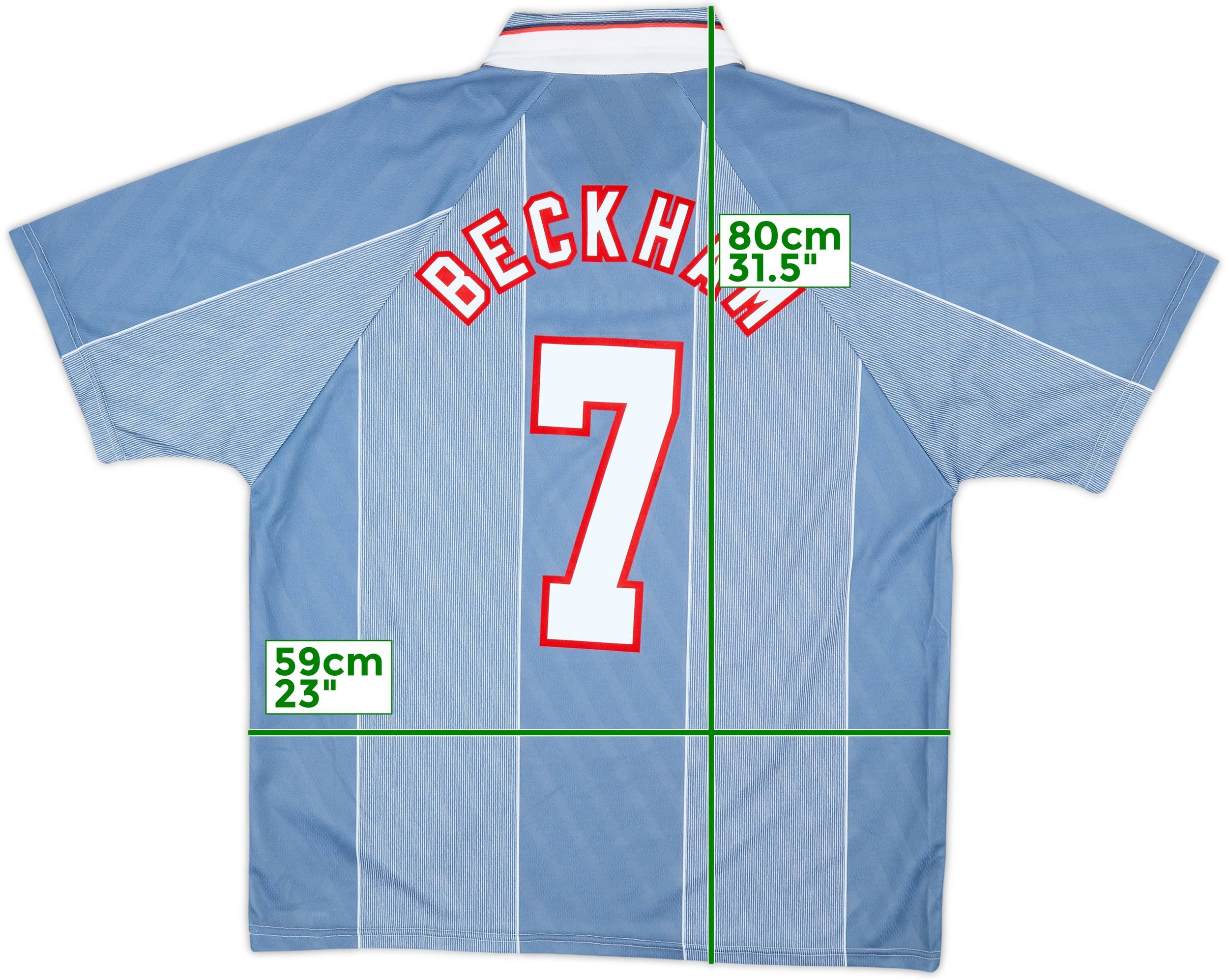 英国サッカーユニフォーム 1996-97 England Away Shirt Beckham #7 - 8/10 - (XL)