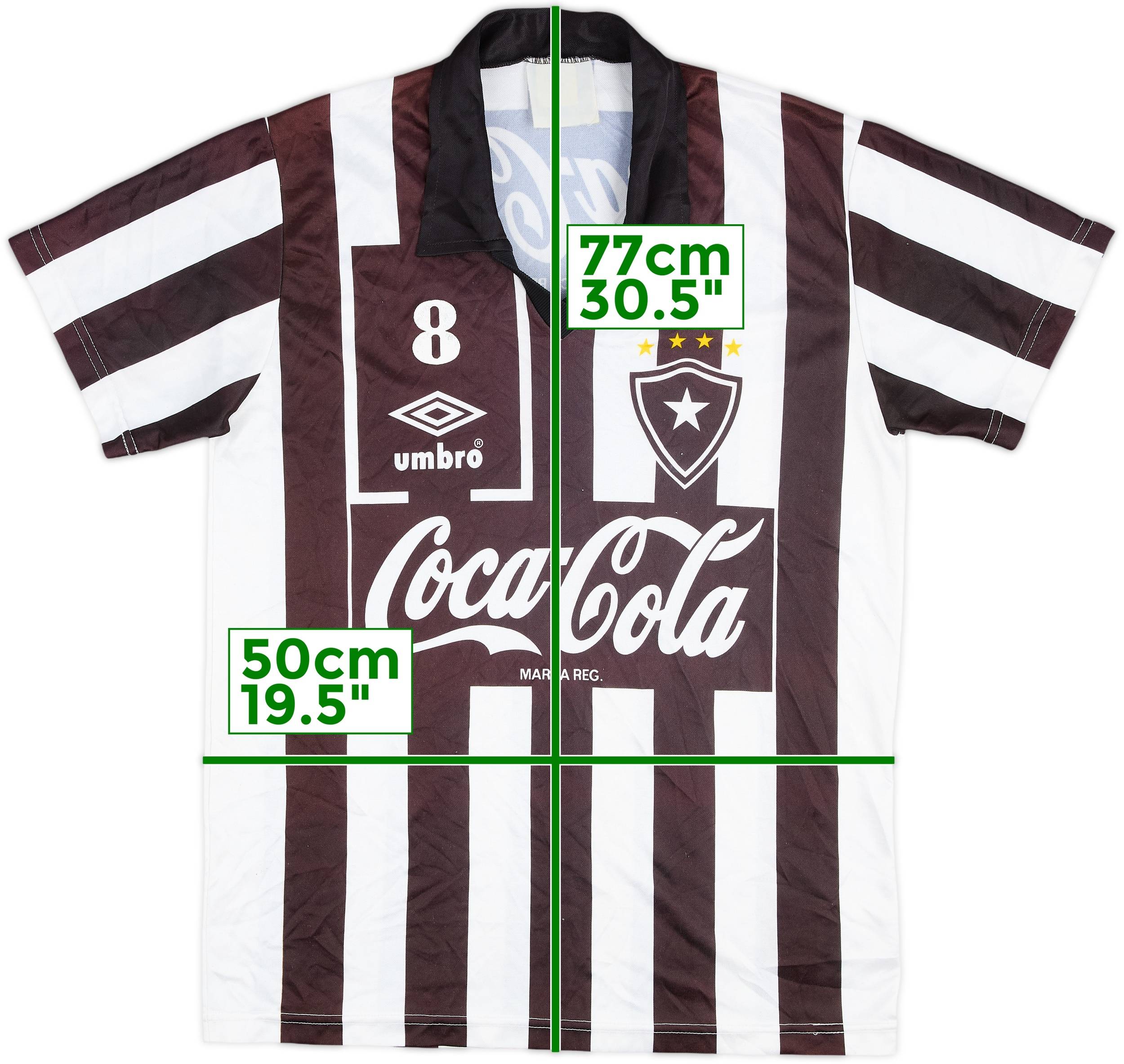 91-92 Umbro Botafogo ボタフォゴ　ユニフォーム コカコーラ 1992 Botafogo Home Shirt #8 - 6/10 - (M)