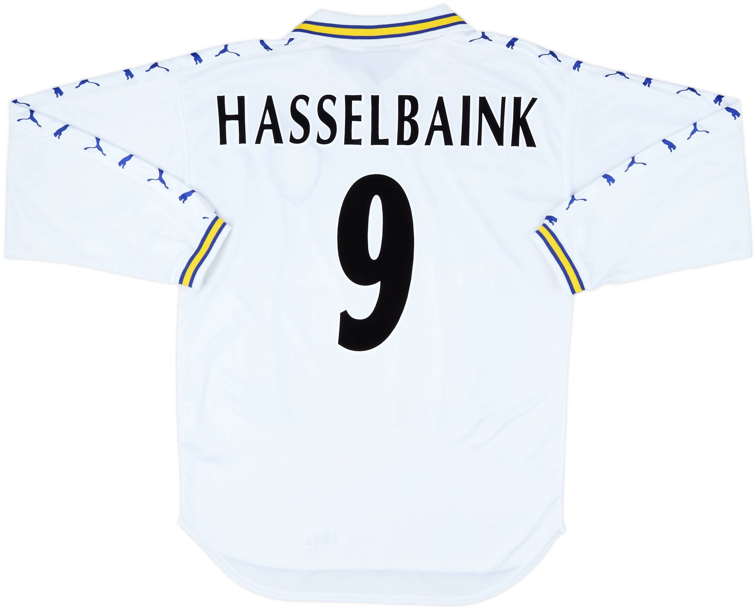 1998-00 Leeds United Home L/S Shirt Hasselbaink #9 - 7/10 - (M)