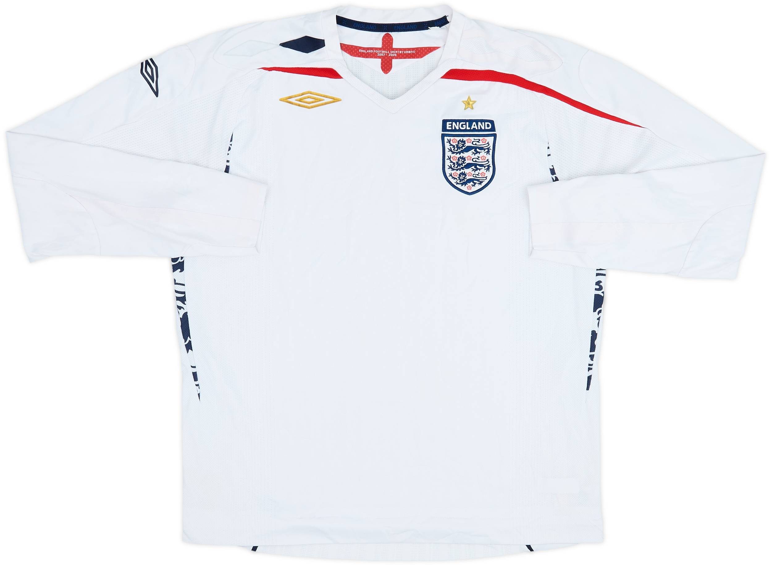 2007-09 England Home L/S Shirt - 4/10 - (L)