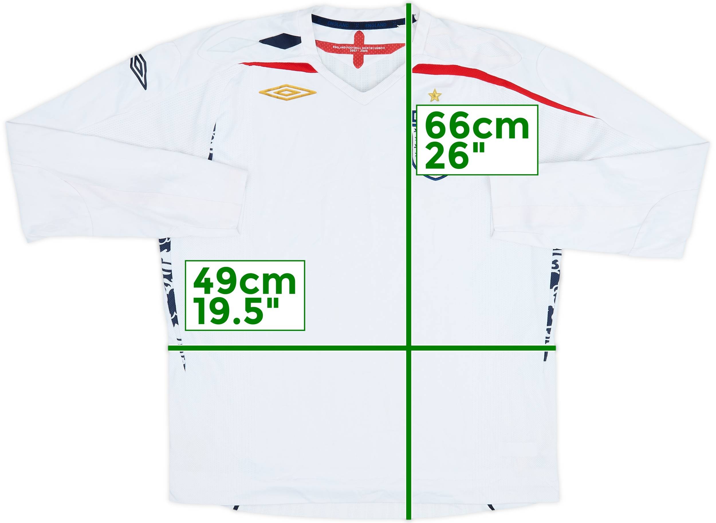 2007-09 England Home L/S Shirt - 4/10 - (L)