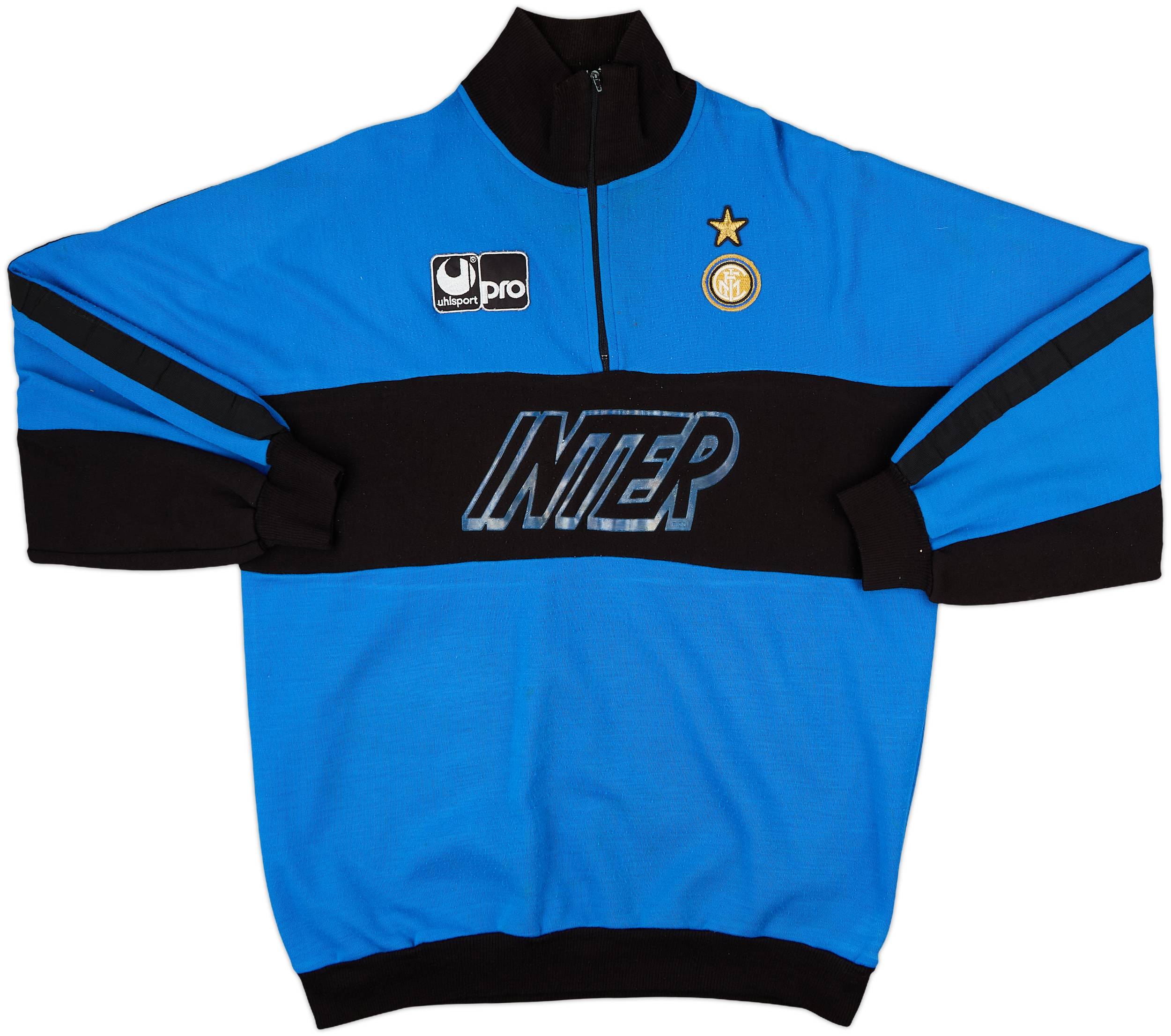 1990-91 Inter Milan UHLSport 1/4 Zip Sweat Top - 7/10 - (L)