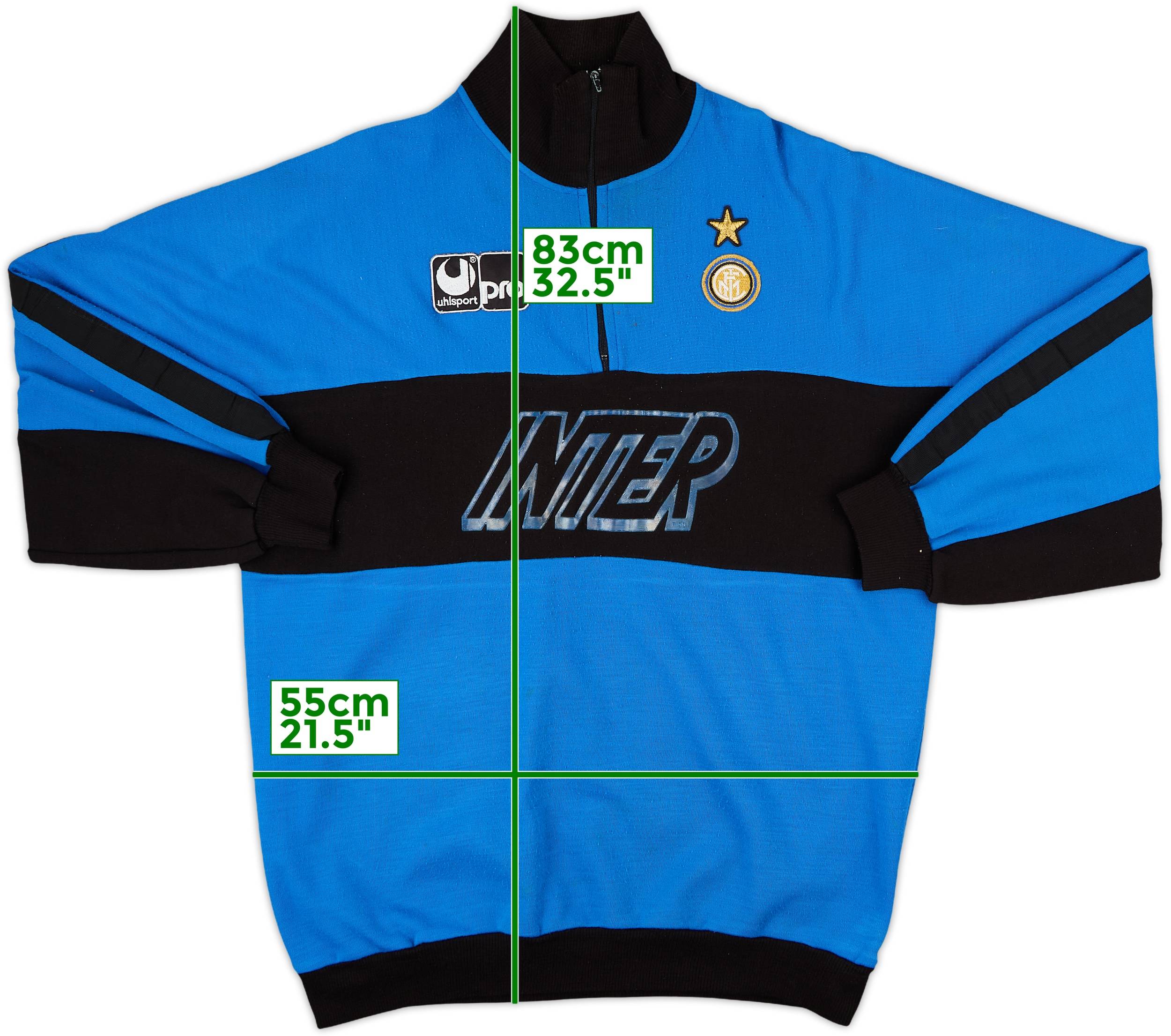 1990-91 Inter Milan UHLSport 1/4 Zip Sweat Top - 7/10 - (L)