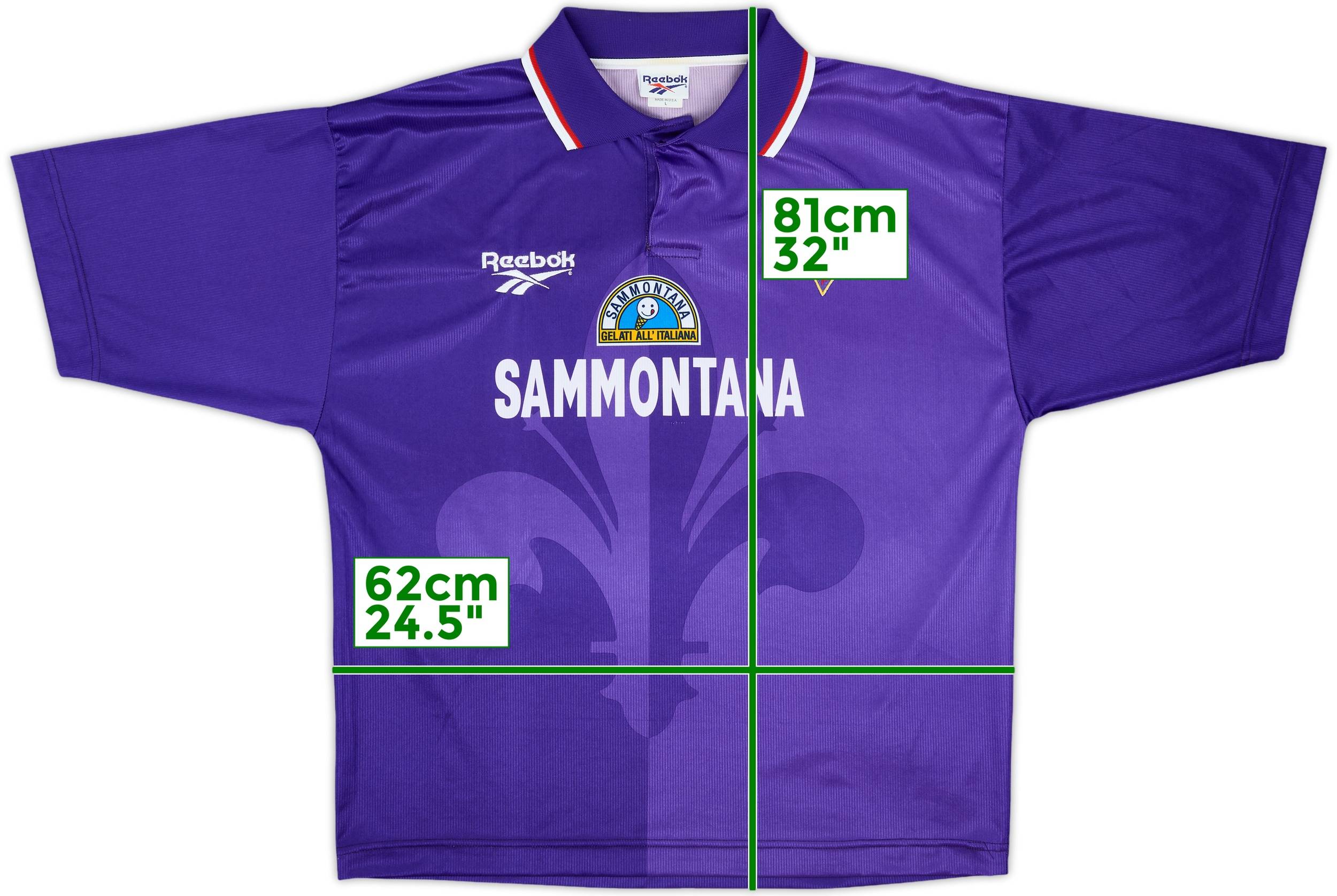 ウェア 1990's Reebok L/S uniform FIORENTINA FIORENTINA 1995/1996 HOME FOOTBALL SHIRT REEBOK VINTAGE