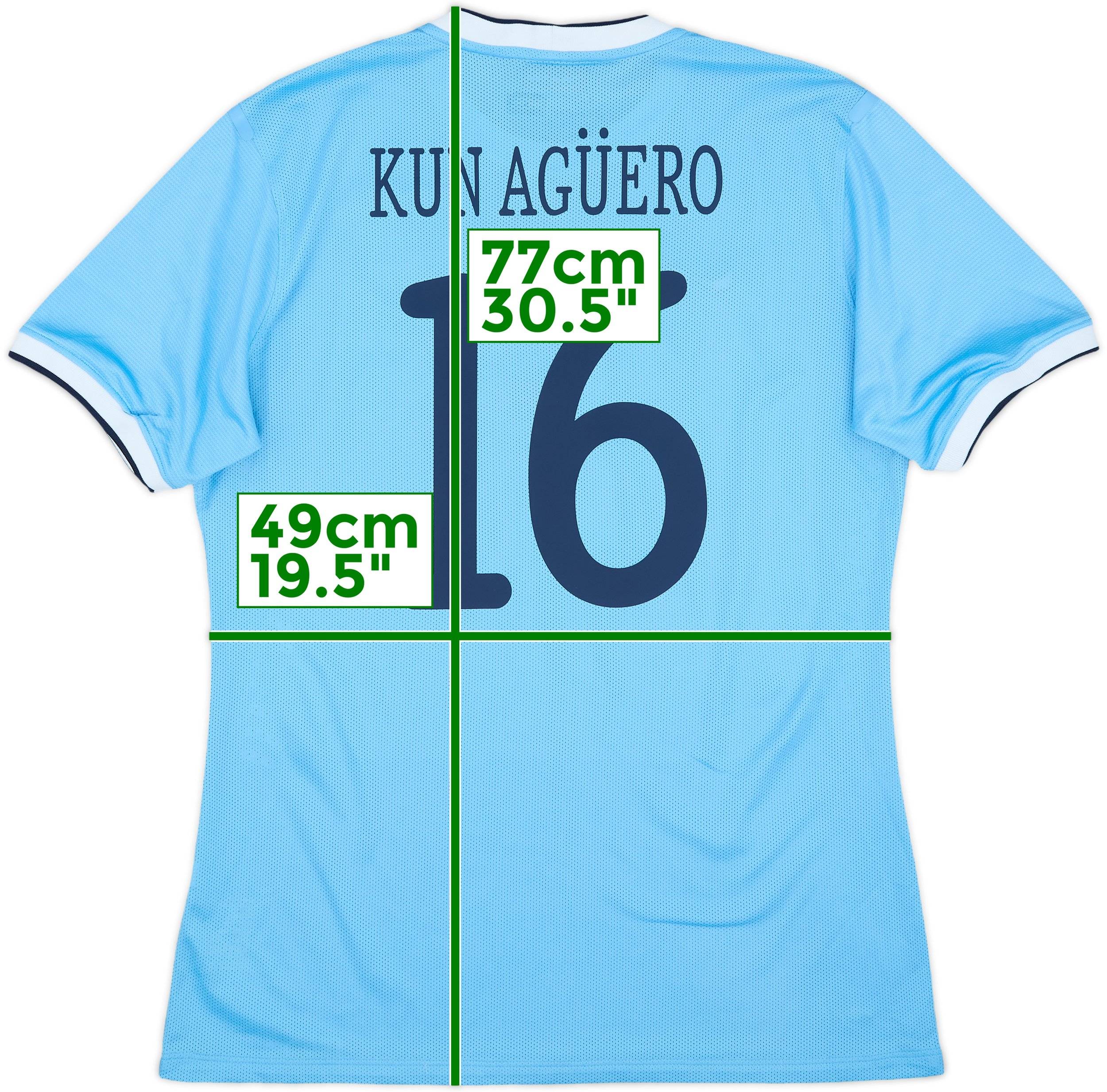 2013-14 Manchester City Authentic Home Shirt Kun Aguero #16 - 8/10