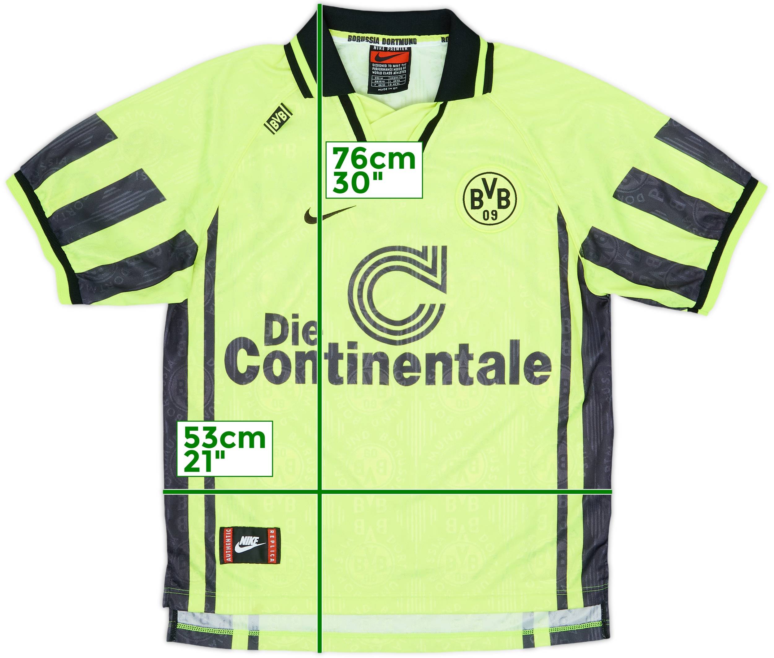 Nike Borussia Dortmund ユニフォーム　96-97シーズン 1996-97 Borussia Dortmund Home Shirt - 10/10 - (M)