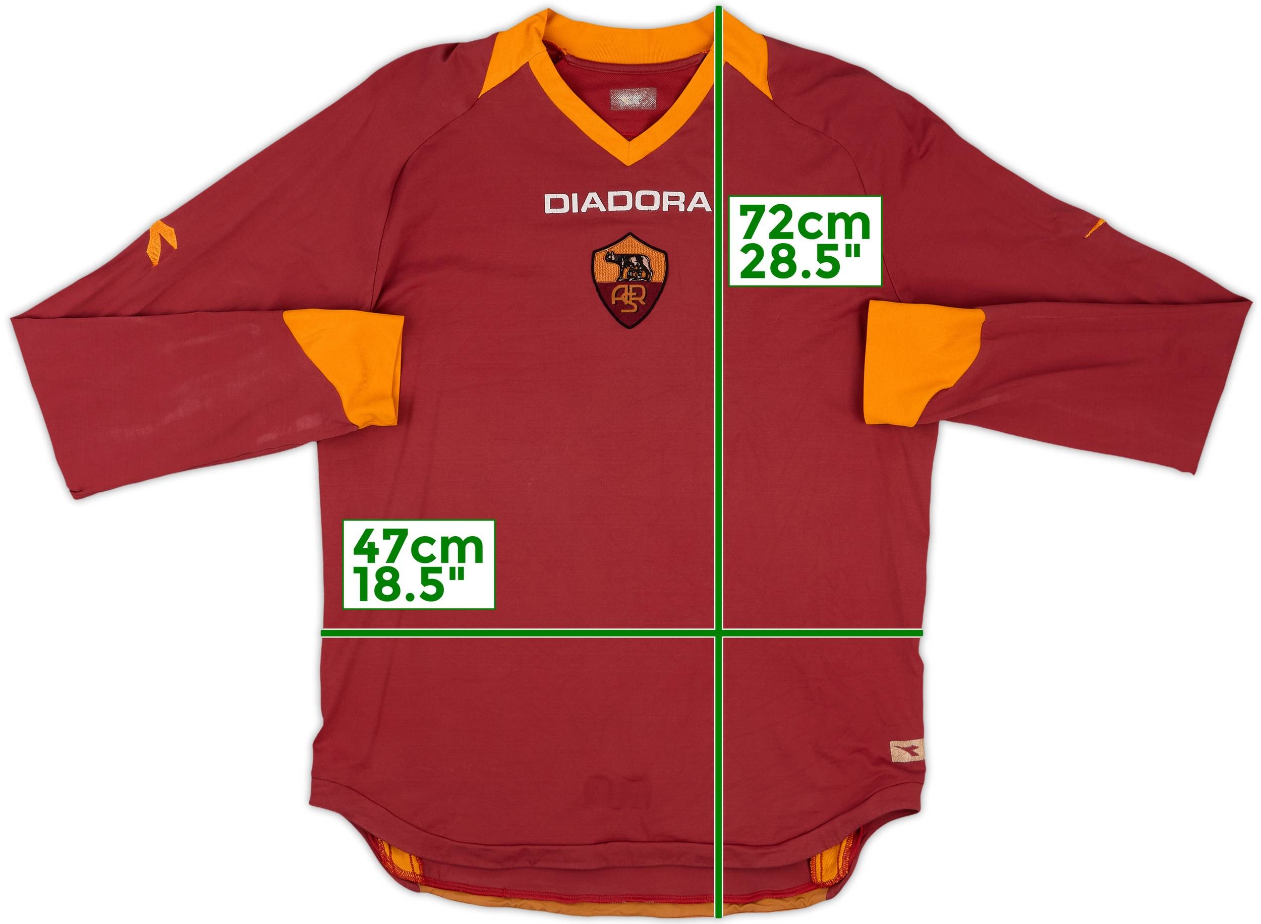 DIADORA AS Roma シャツ ワインレッド 2006-07 Roma Match Issue Home L/S Shirt #3