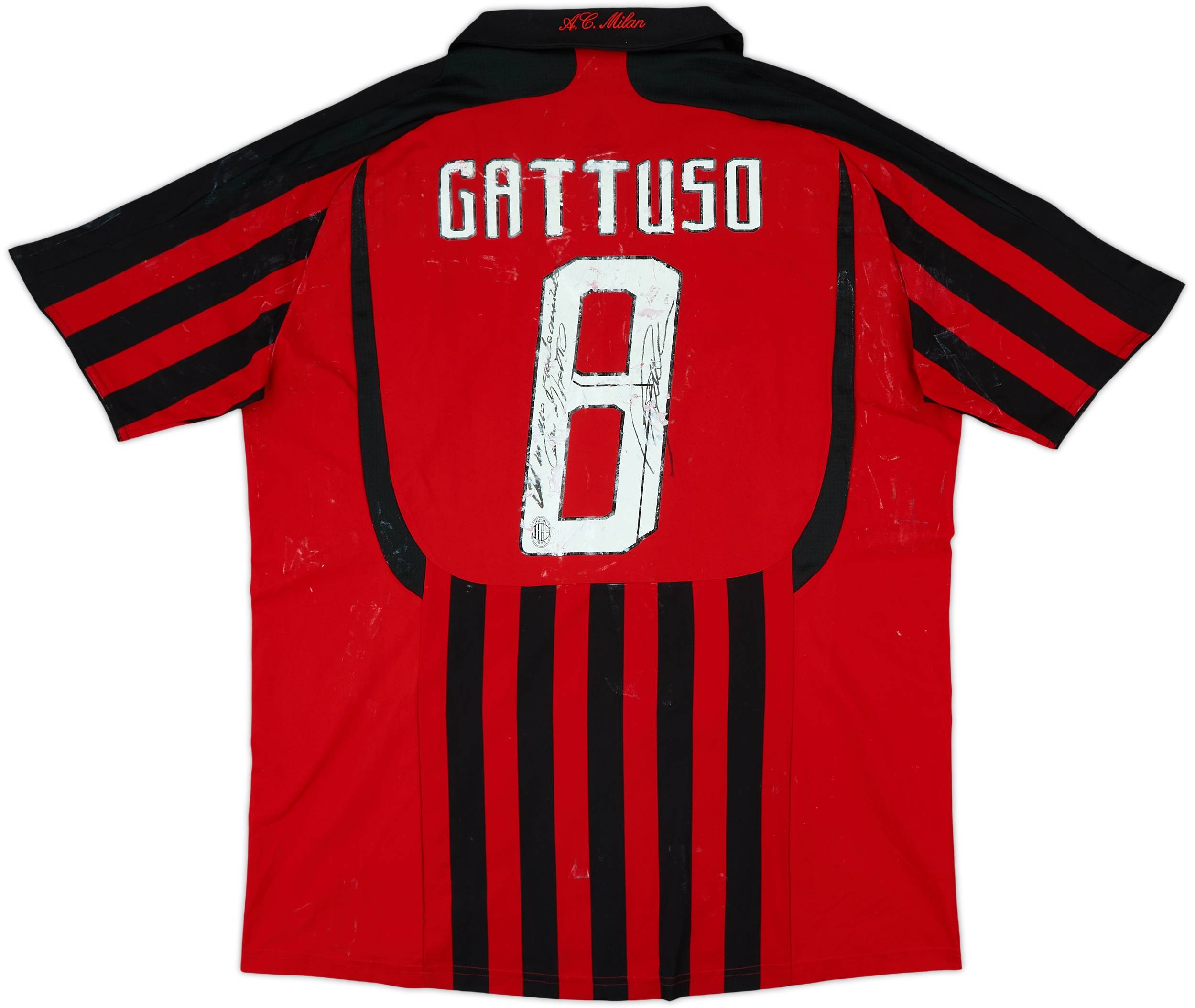 2007-08 AC Milan Signed Home Shirt Gattuso #8 - 4/10 - (XL)