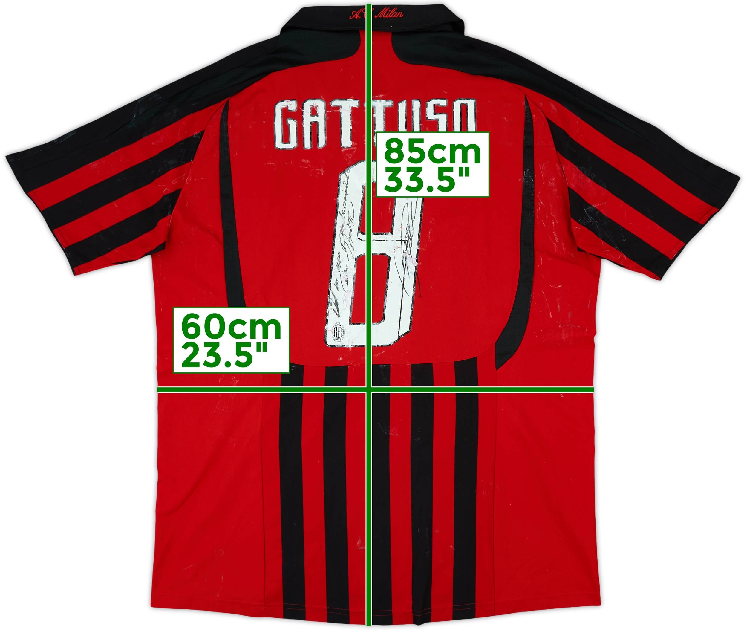 2007-08 AC Milan Signed Home Shirt Gattuso #8 - 4/10 - (XL)