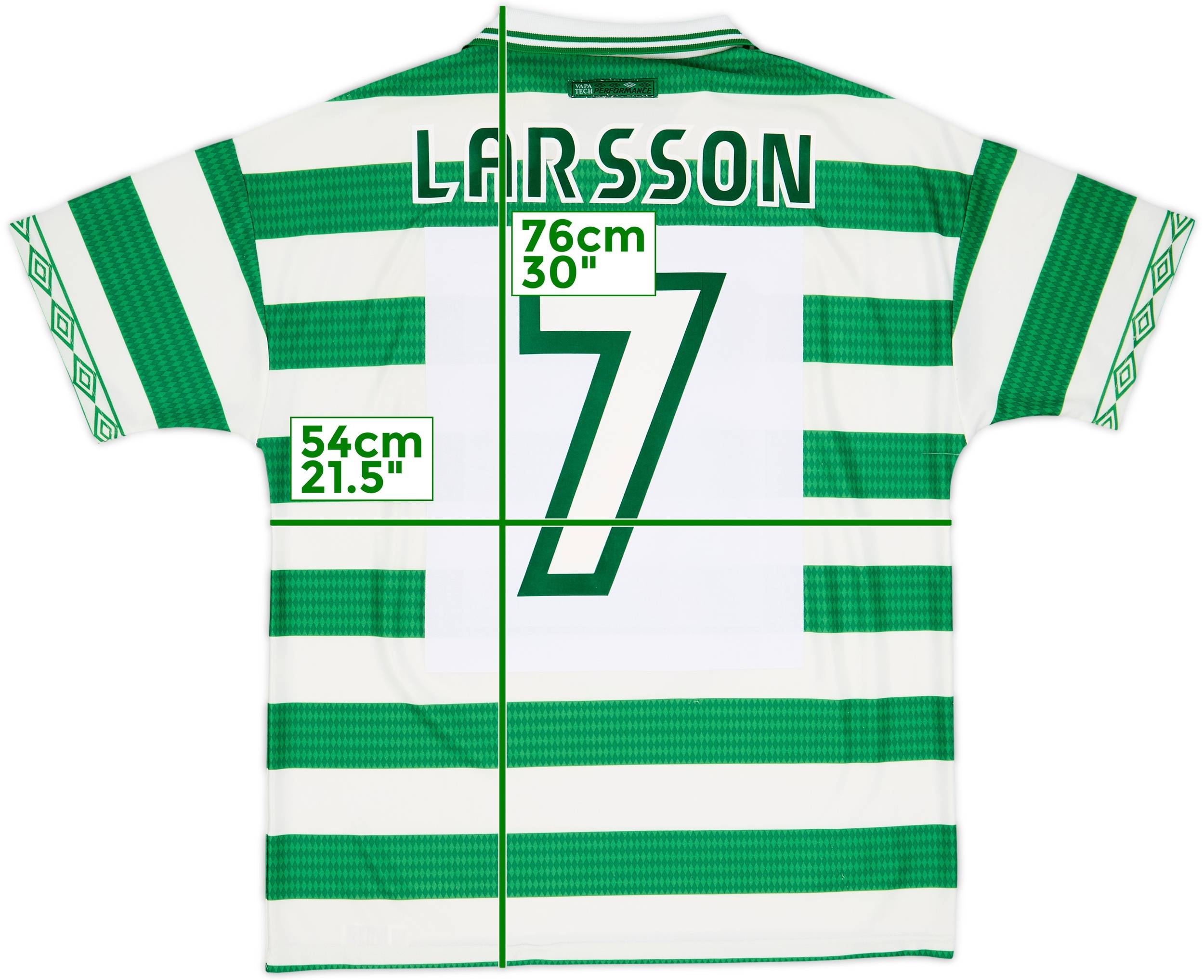 1997-99 Celtic Home Shirt Larsson #7 - 6/10 - (L)