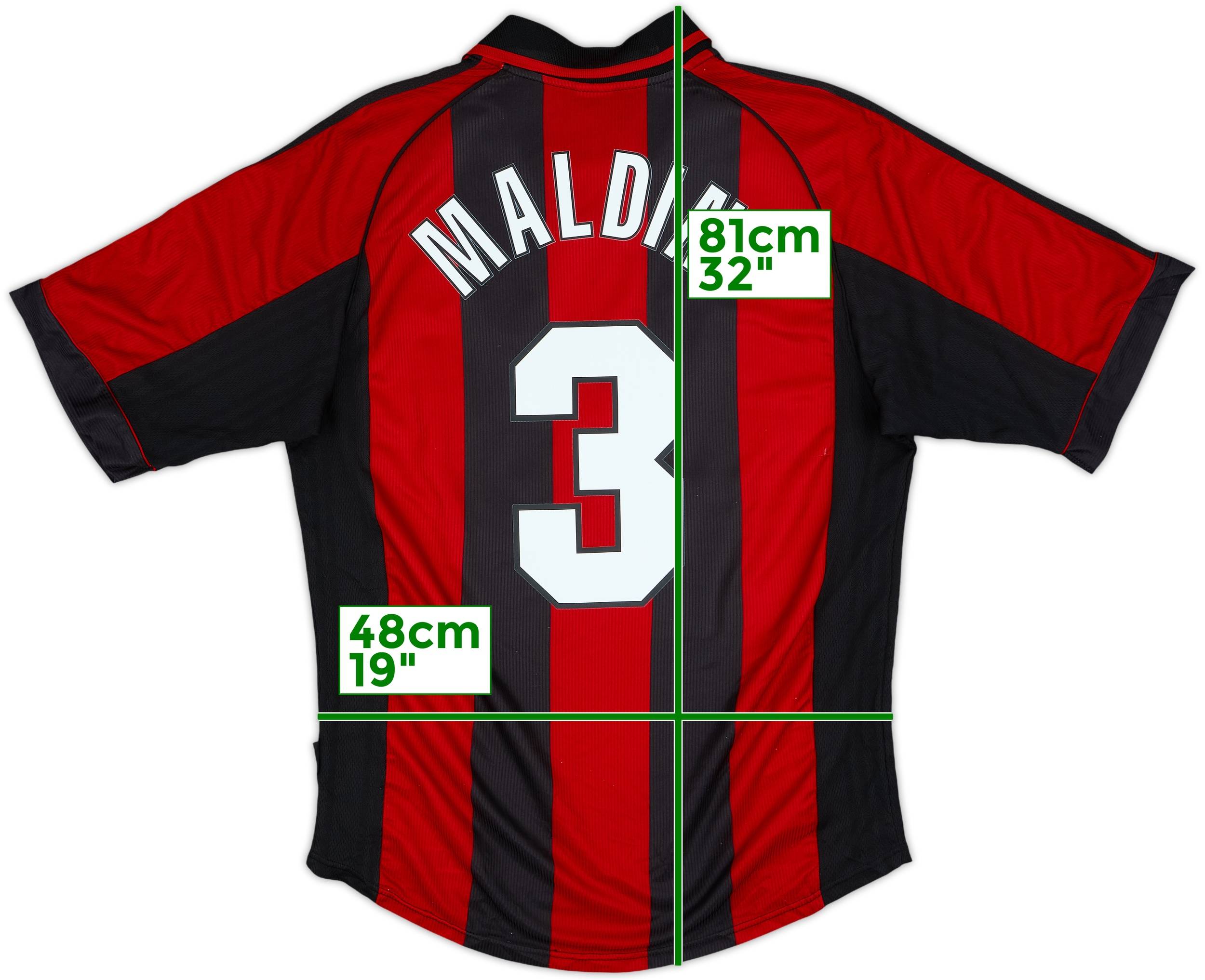 1998-00 AC Milan Home Shirt Maldini #3 - 8/10 - (M)