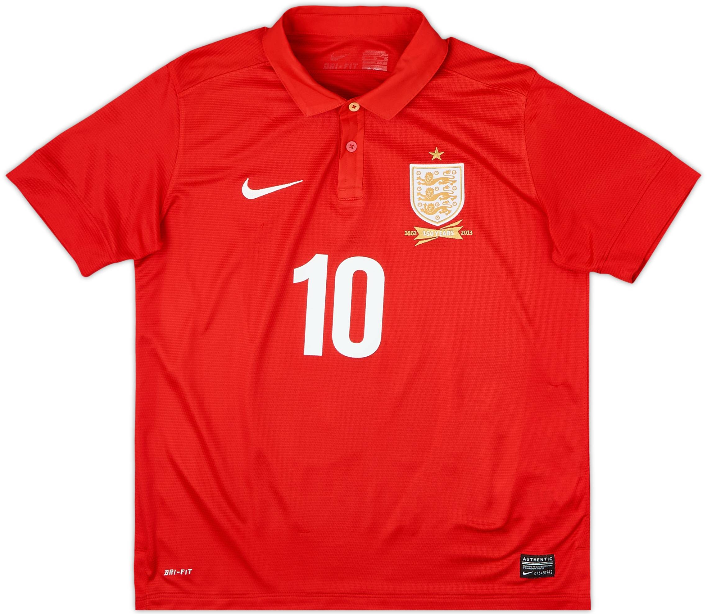 【１５０周年記念モデル】ルーニー ＃１０ イングランド代表 ２０１３（A） 2013 England Away 150th Anniversary Shirt Rooney #10 - 8/10 - (XL