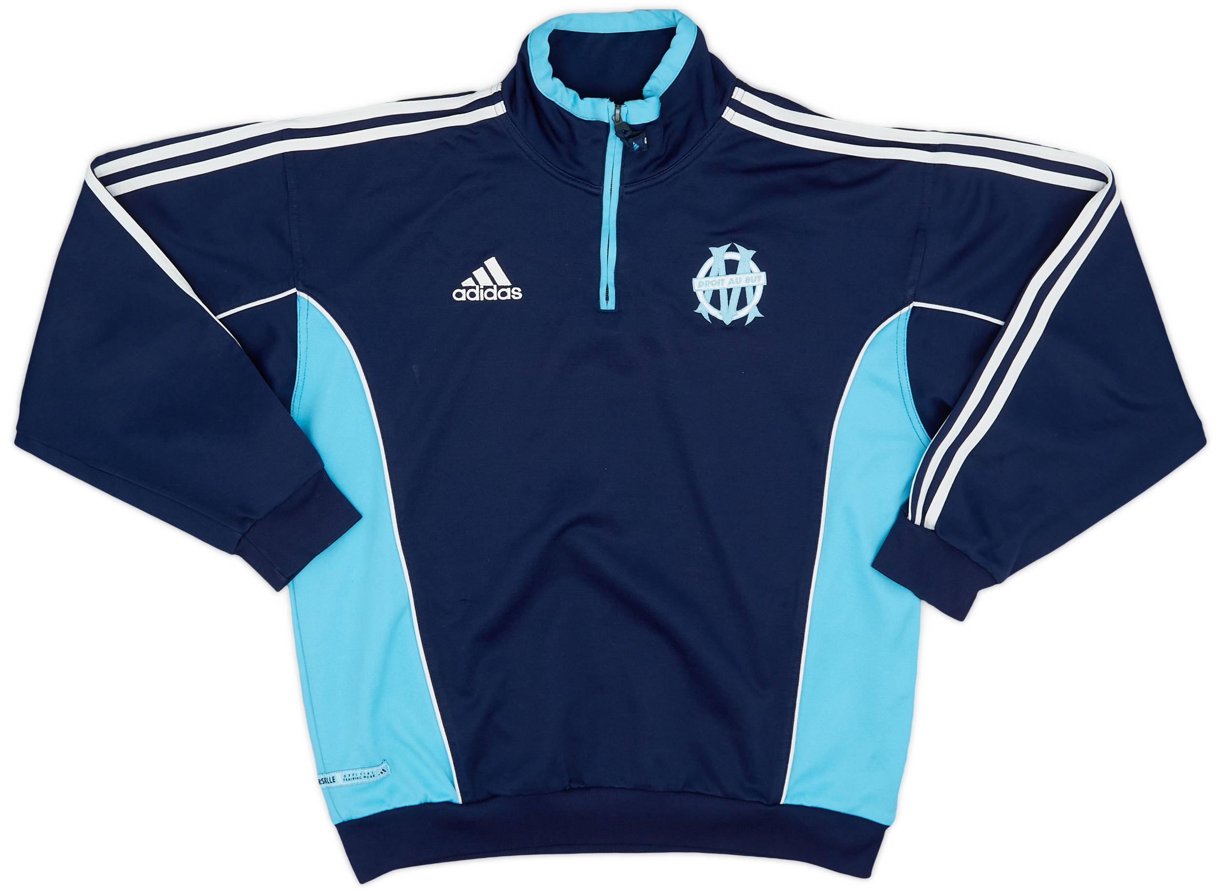 2000-01 Olympique Marseille adidas 1/4 Zip Sweat Top - 7/10 - (M/L)