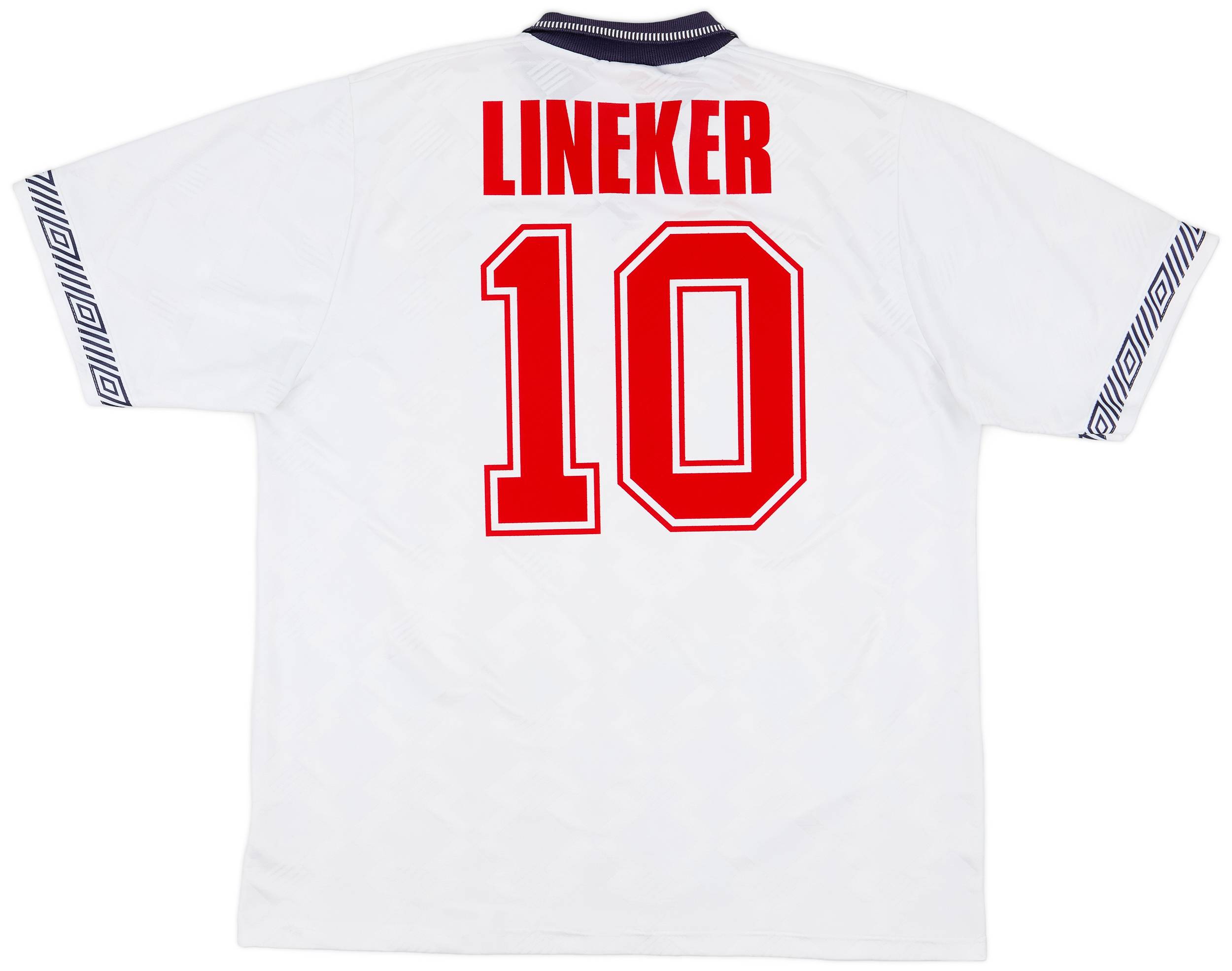 1990-92 England Home Shirt Lineker #10 - 8/10 - (XL)