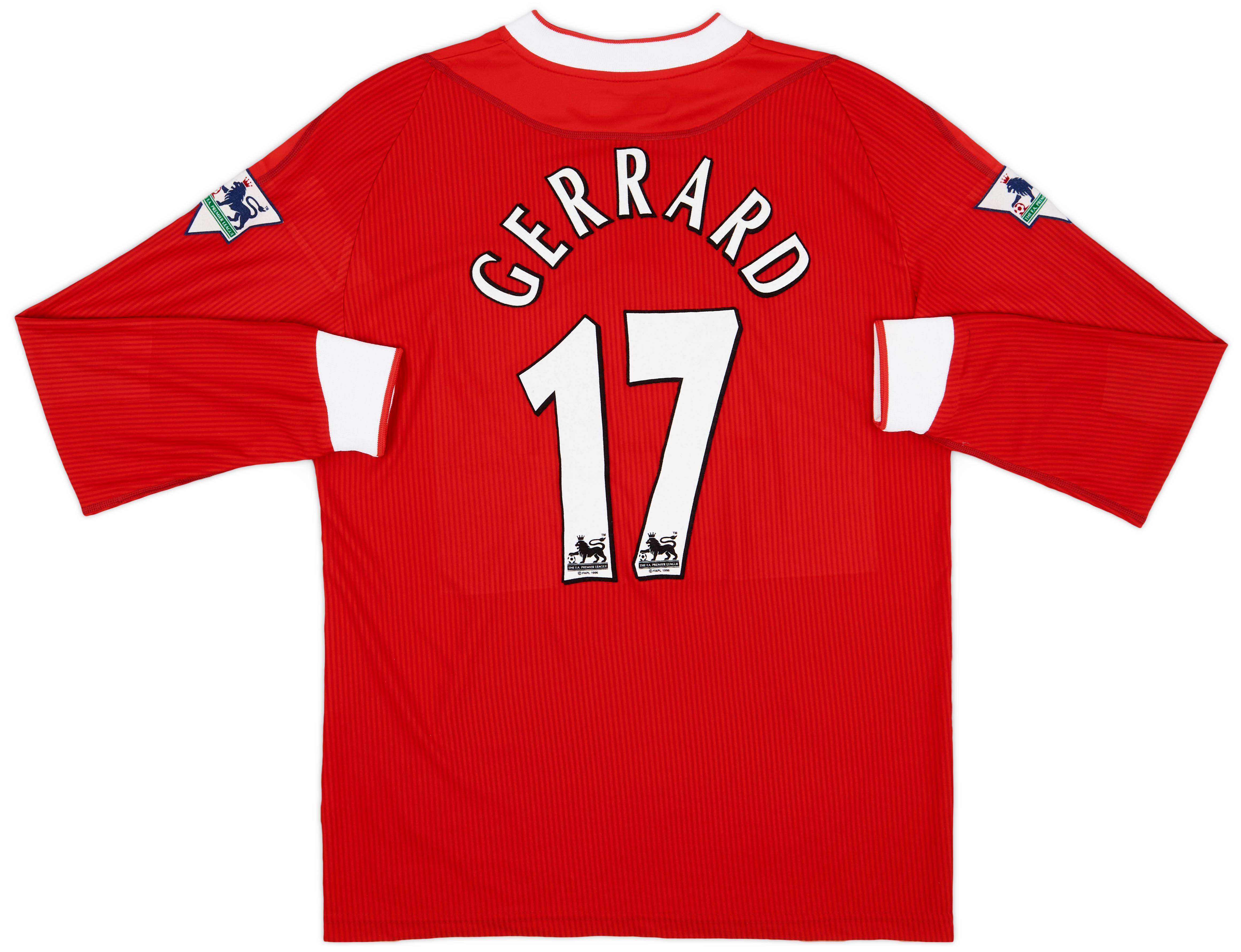 2002-04 Liverpool Home L/S Shirt Gerrard #17 - 9/10 - (M)