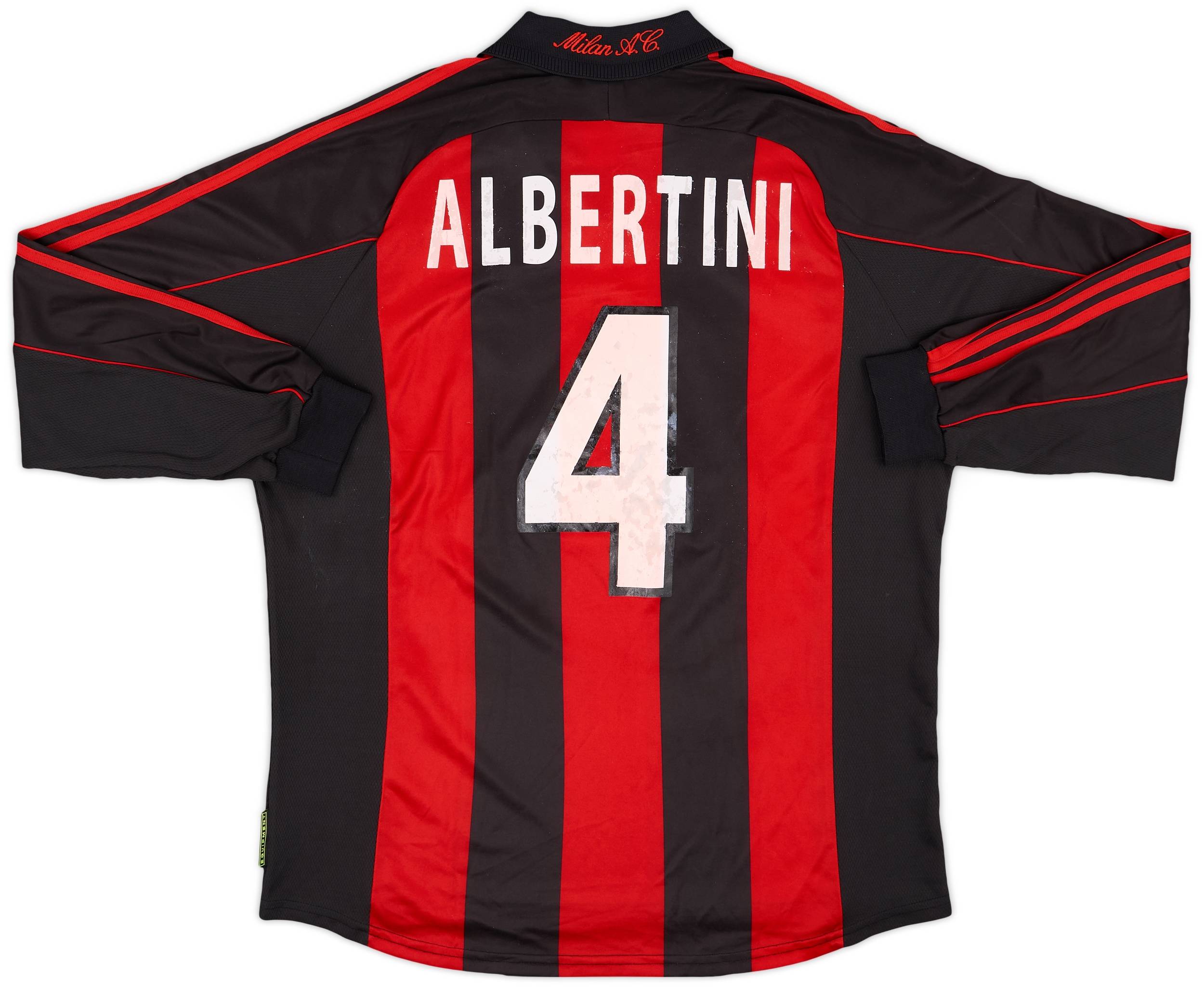 2000-02 AC Milan Match Issue Home L/S Shirt Albertini #4