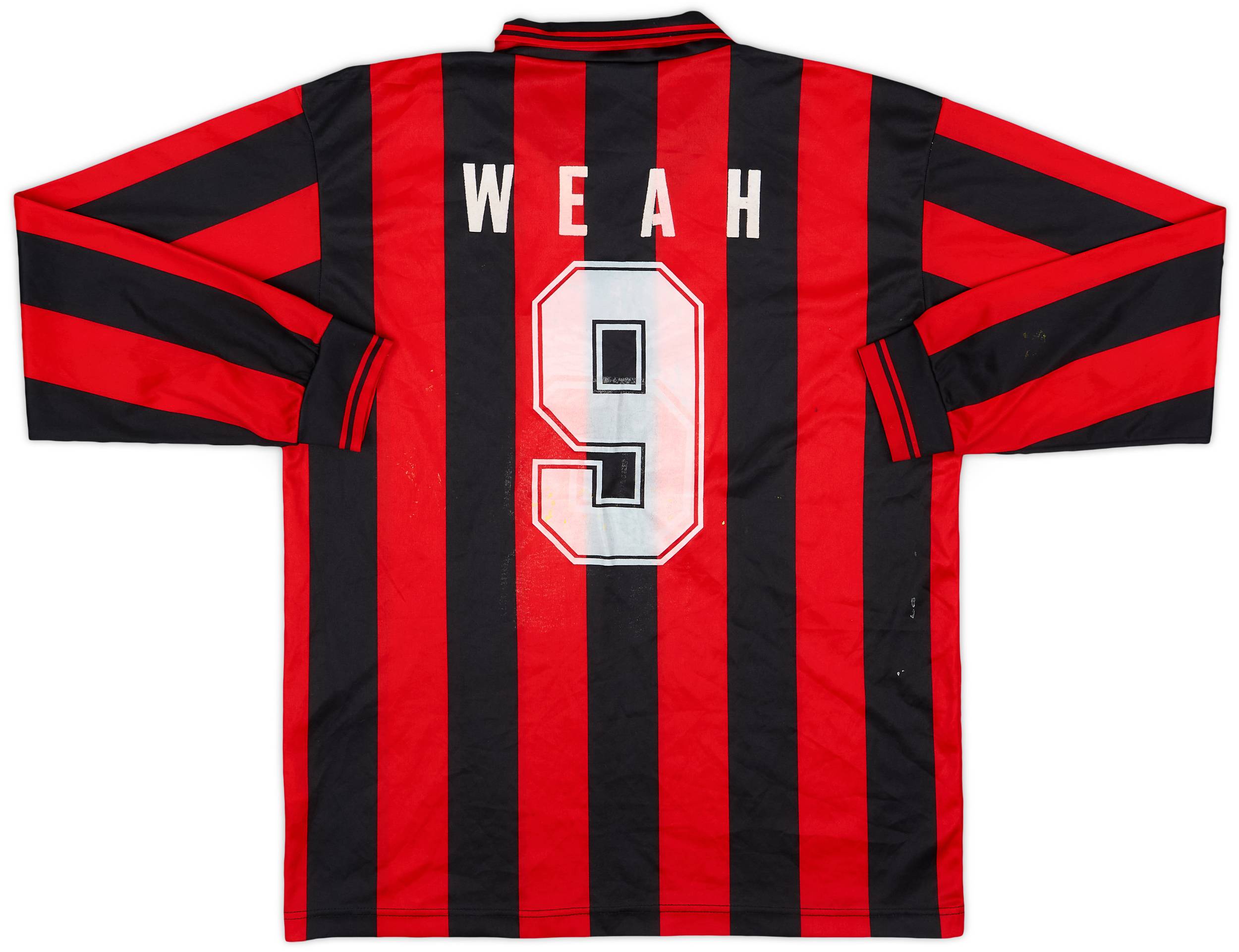 1996-97 AC Milan Basic Home L/S Shirt Weah #9 - 8/10 - (XL.Boys)
