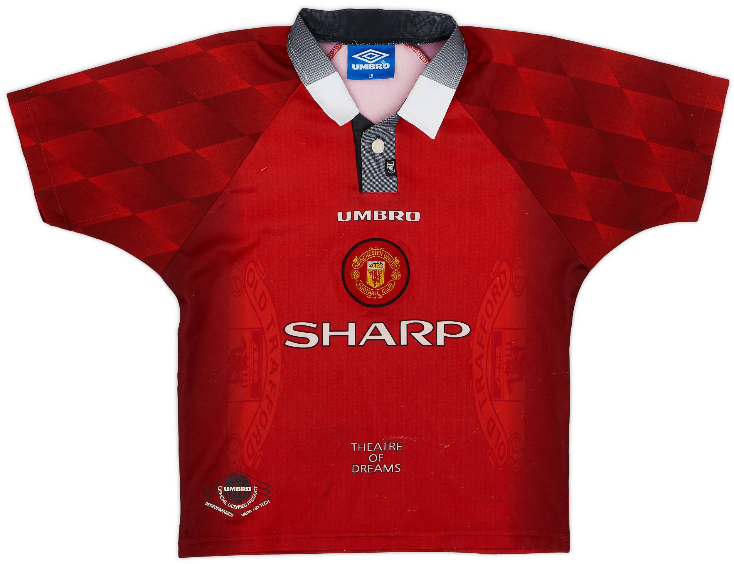 1996-98 Manchester United Home Shirt - 7/10 - (L.Boys)