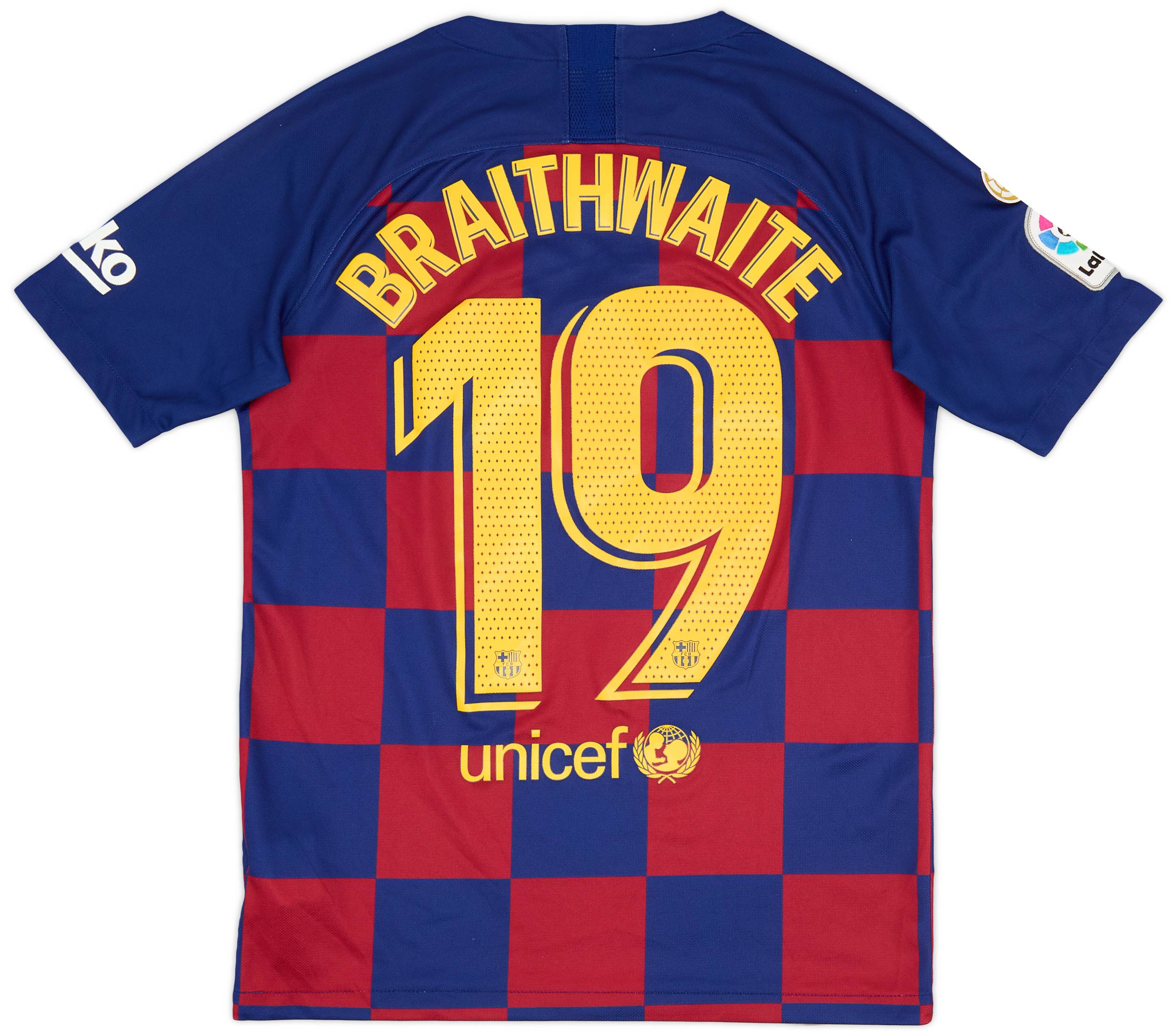 2019-20 Barcelona Home Shirt Braithwaite #19 - 9/10 - (XL.Boys)