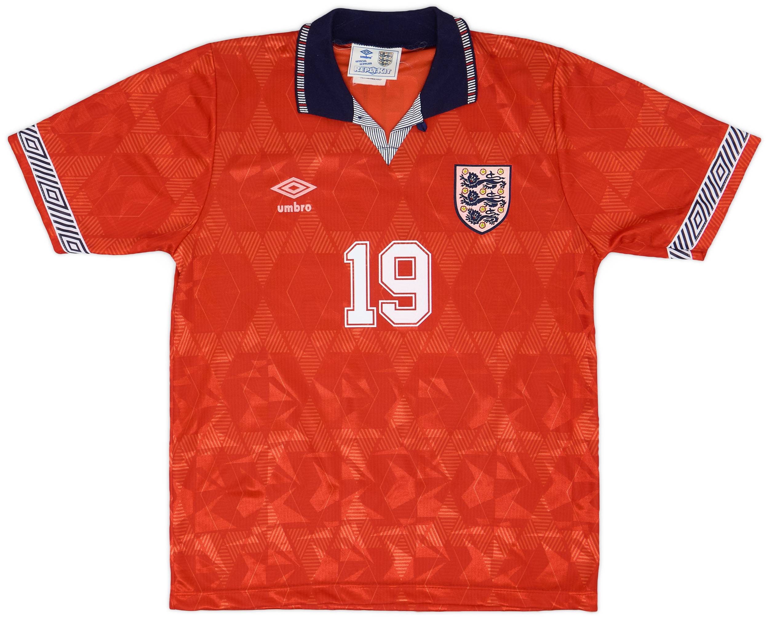 1990-93 England Away Shirt Gascoigne #19 - 9/10 - (S)