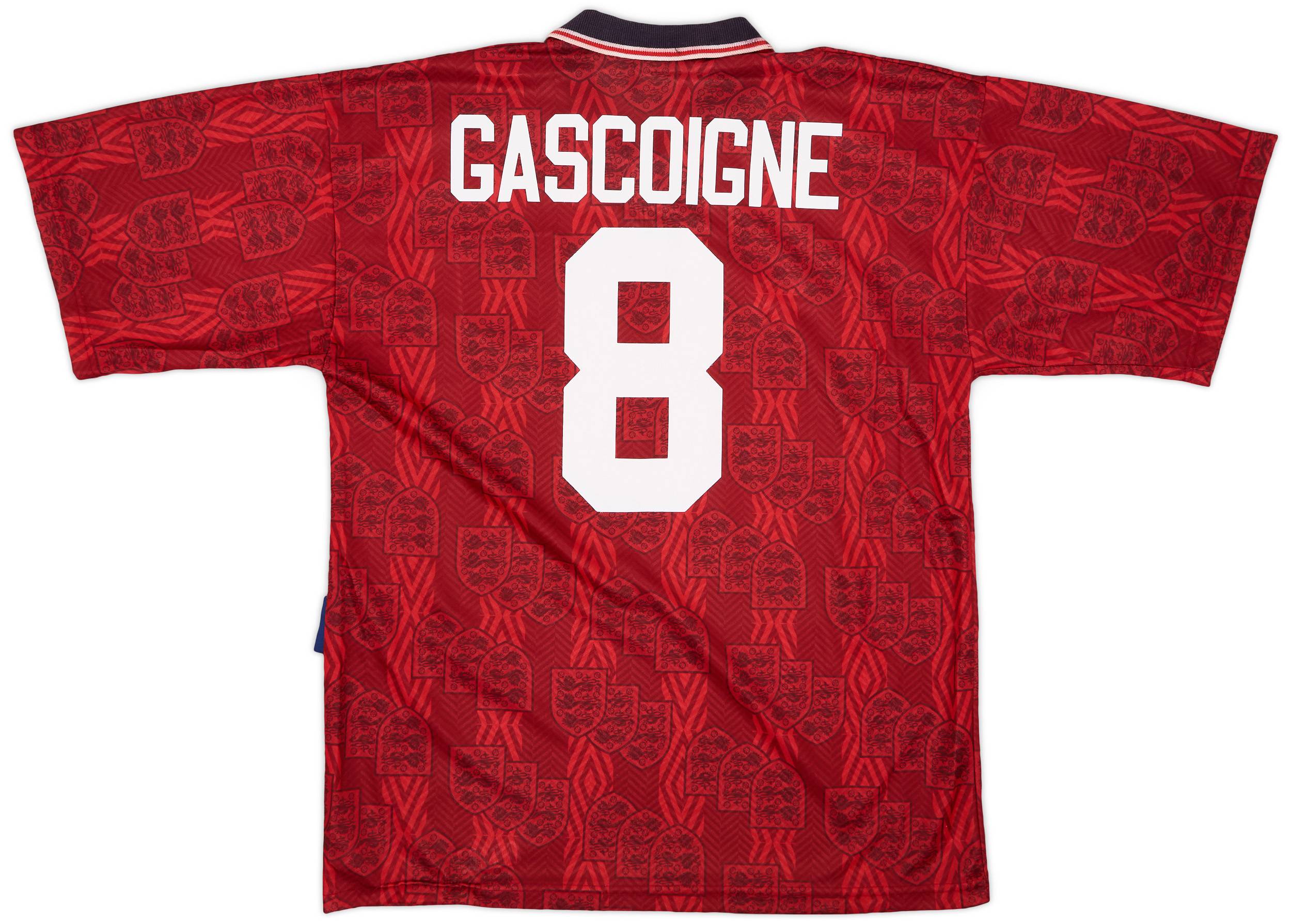 1993-95 England Away Shirt Gascoigne #8 - 7/10 - (XL)
