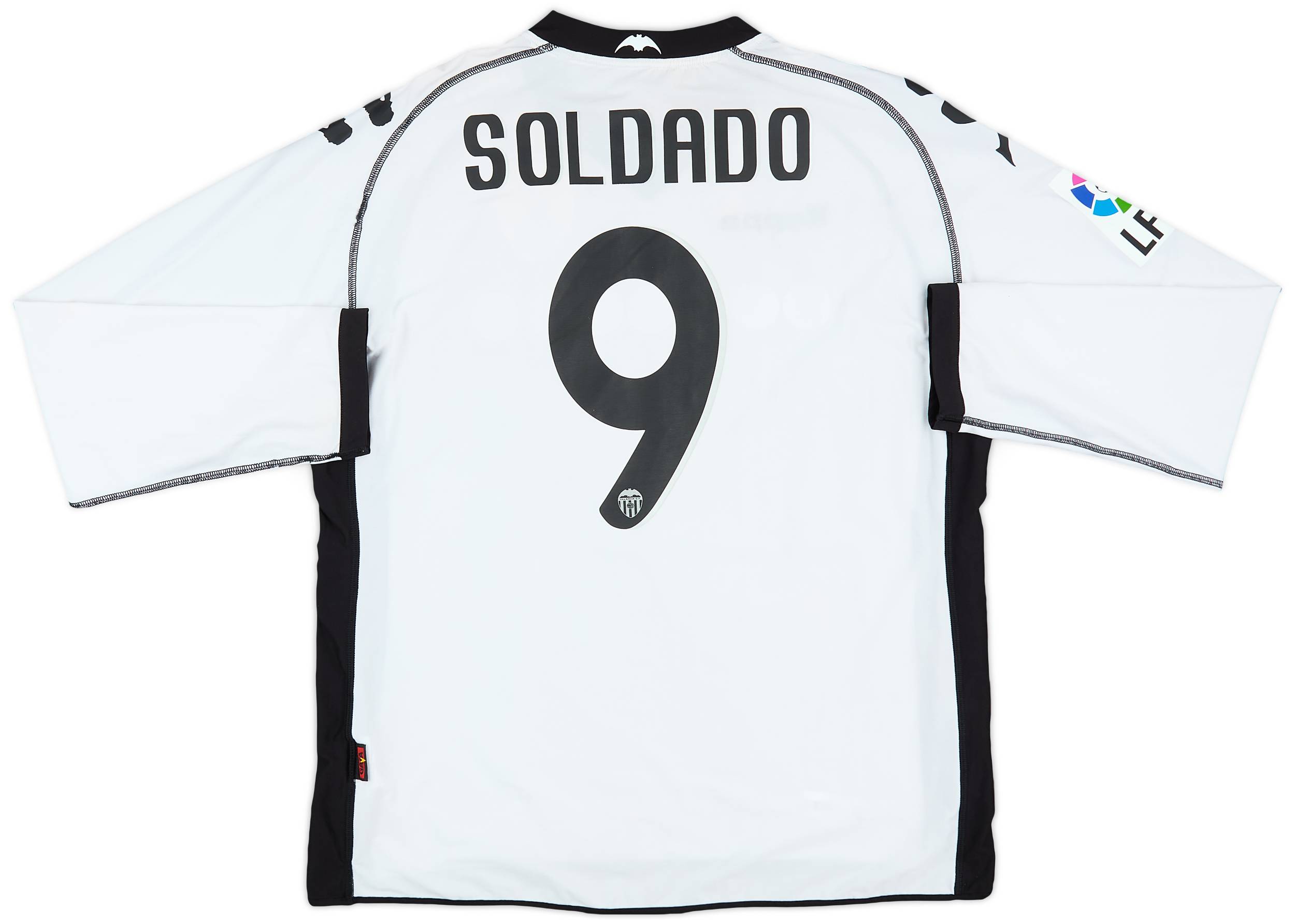 2010-11 Valencia Home L/S Shirt Soldado #9 - 8/10 - (XL)