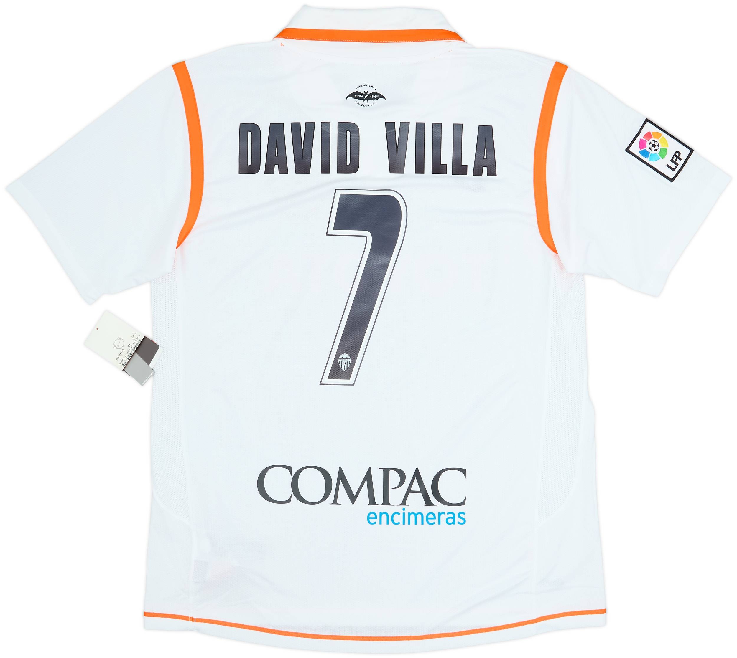 2007-08 Valencia Home Shirt David Villa #7 (L)