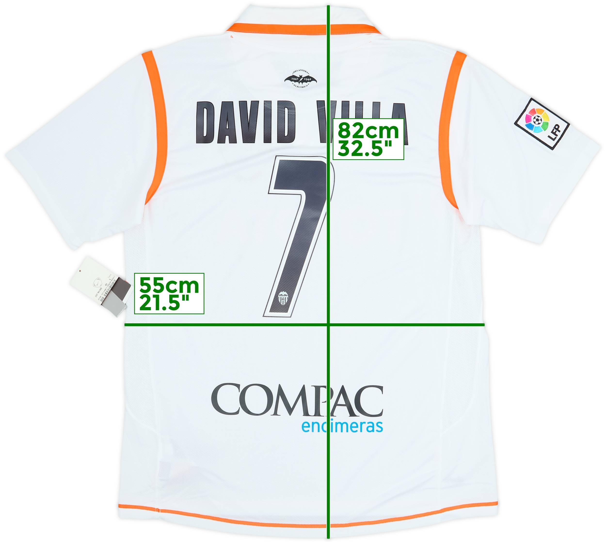 で*ち様 バレンシア 2007-08 ホーム #7 DAVID VILLA ダビ 2007-08 Valencia Home Shirt David Villa #7 (L)