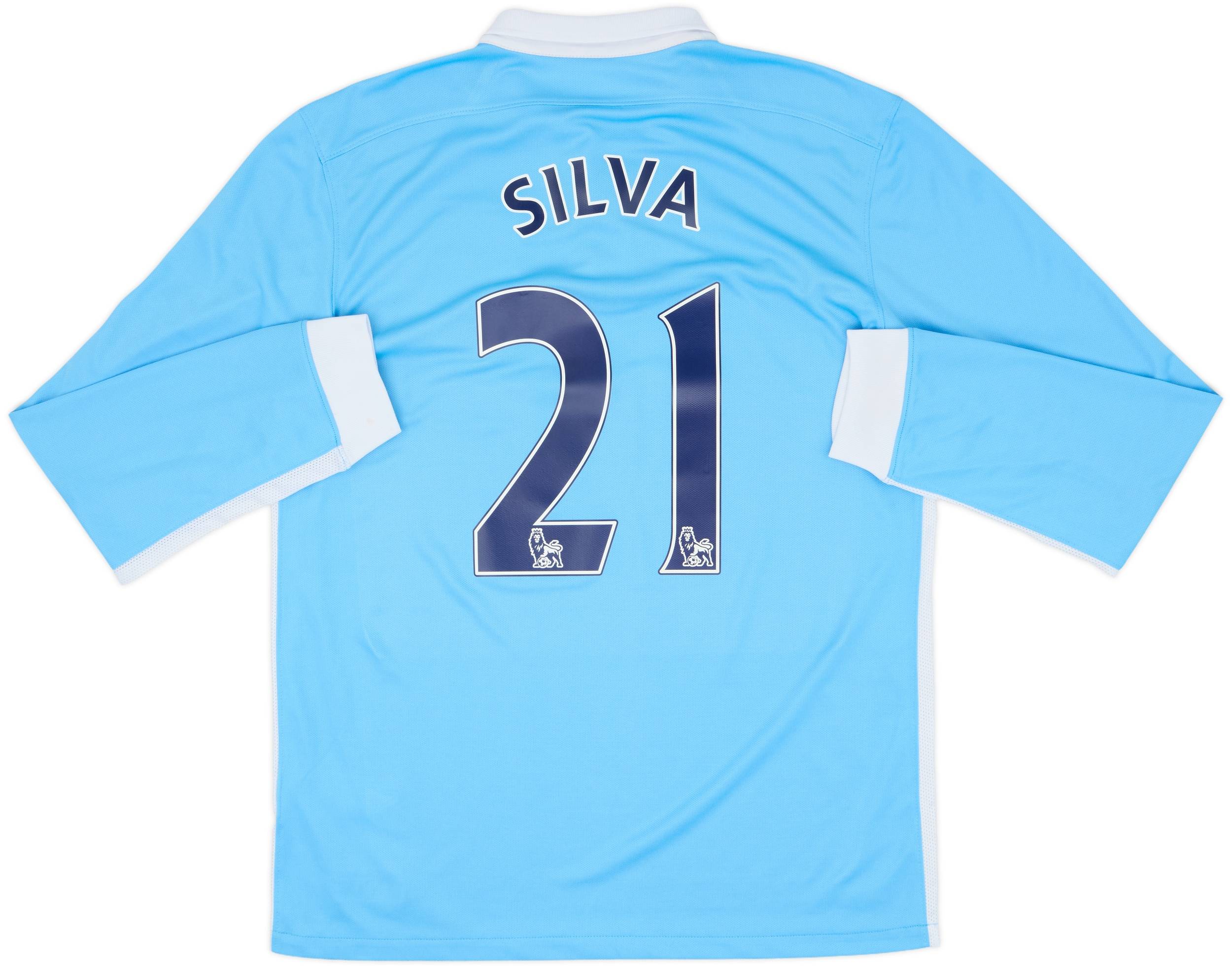 2015-16 Manchester City Home L/S Shirt Silva #21 - 8/10 - (M)