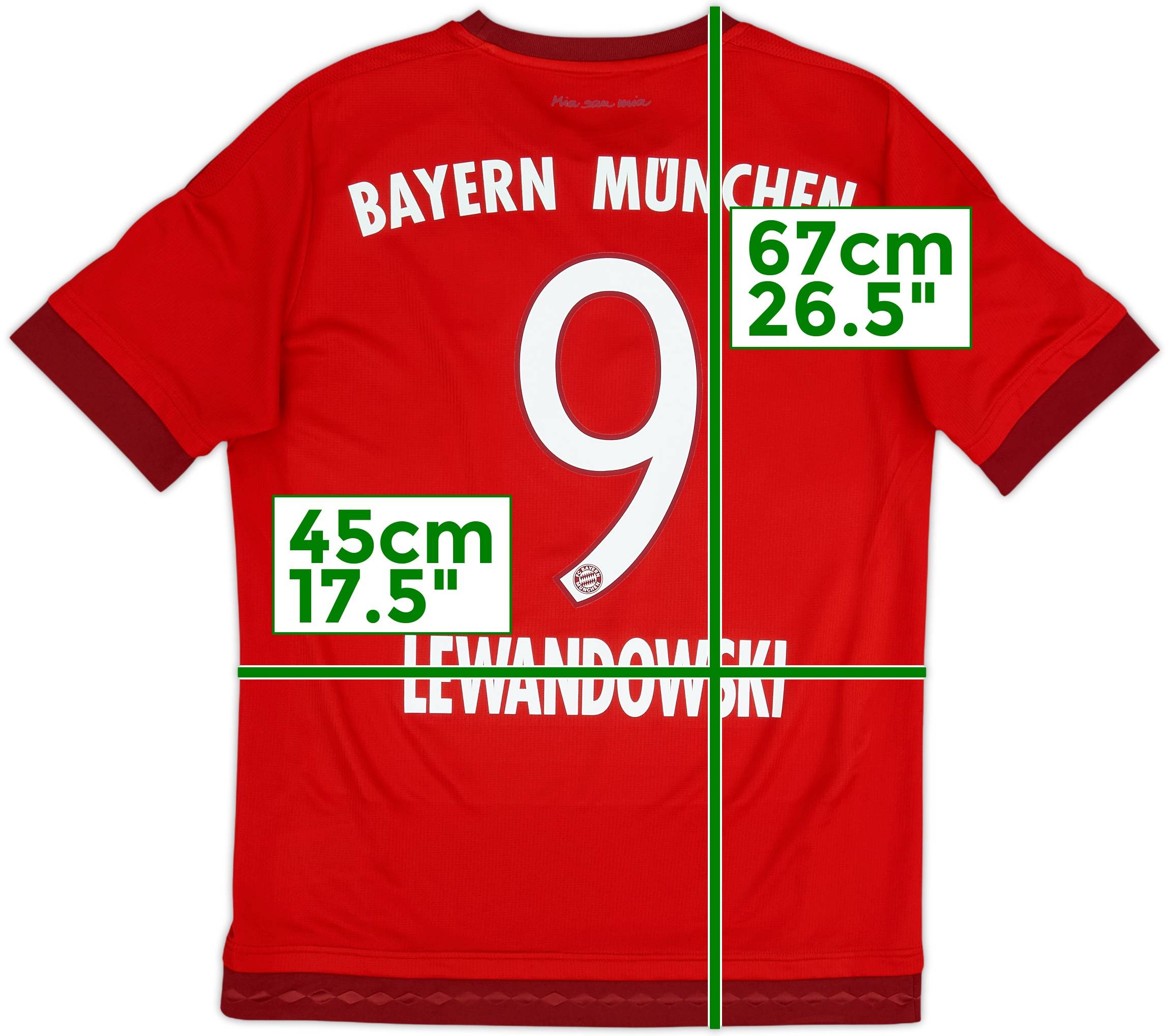 2015-16 Bayern Munich Home Shirt Lewandowski #9 - 7/10 - (XL.Boys)