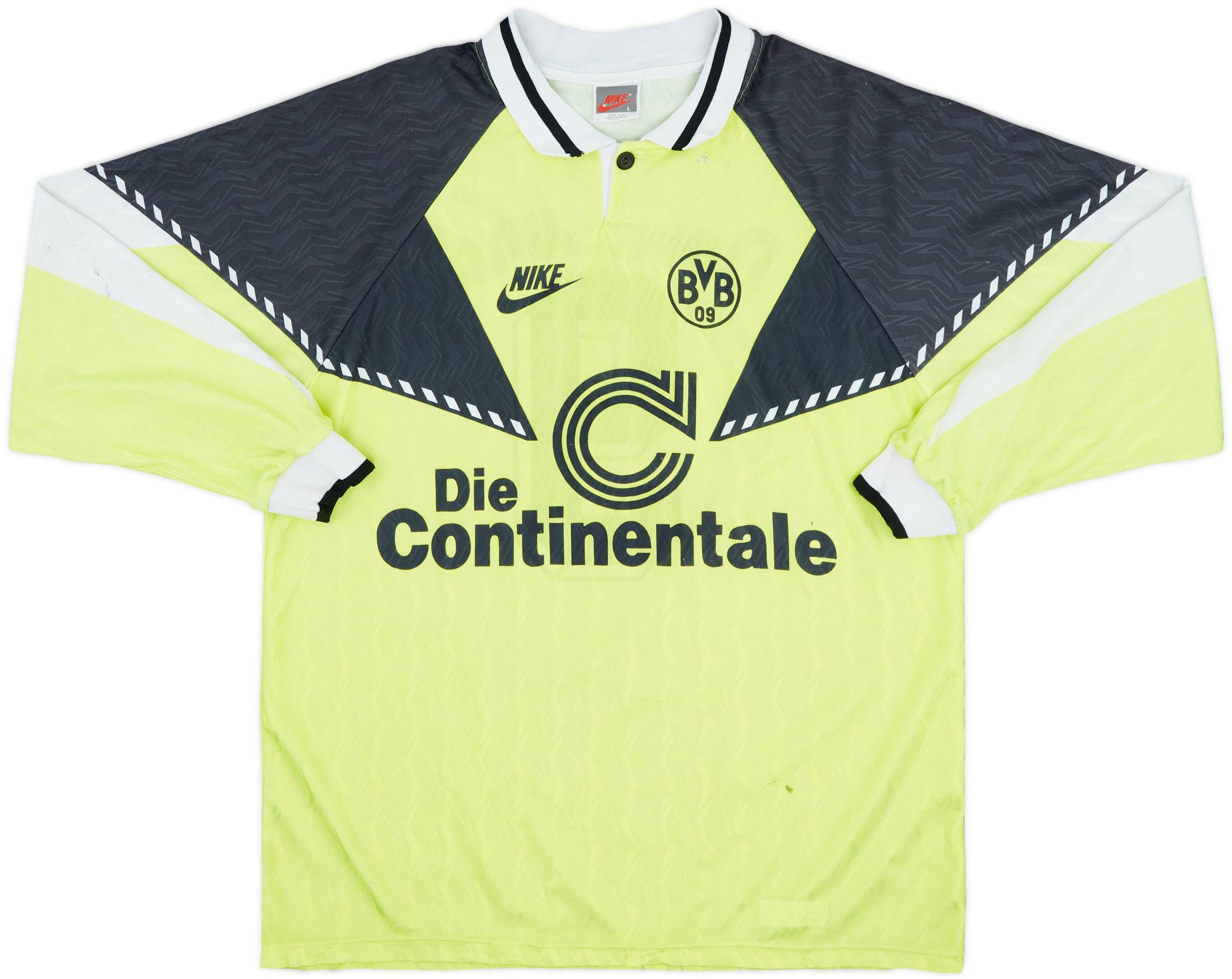 1990-91 Borussia Dortmund Home L/S Shirt #9 - 6/10 - (L)