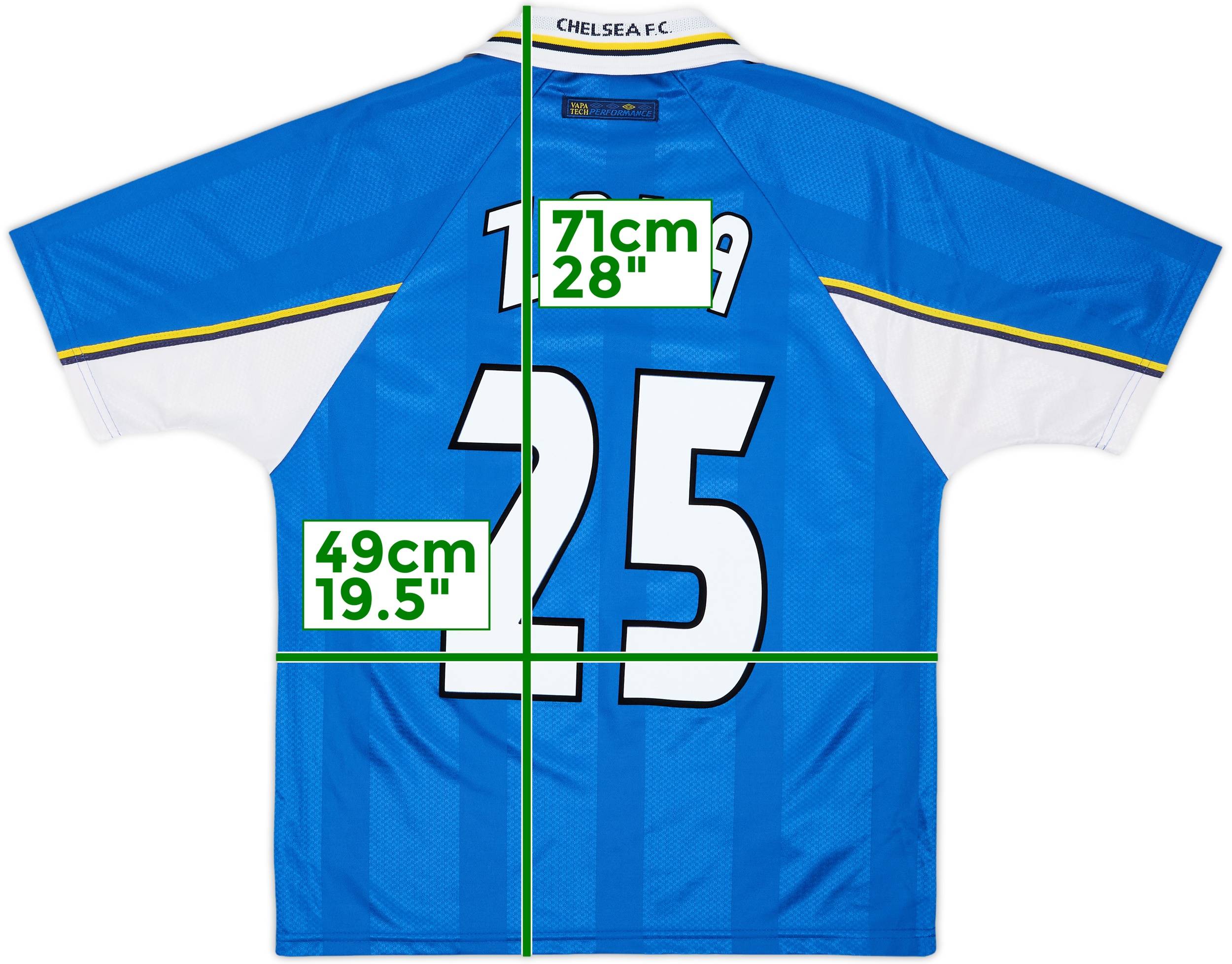 1997-99 Chelsea Home Shirt Zola #25 - 8/10 - (Y)