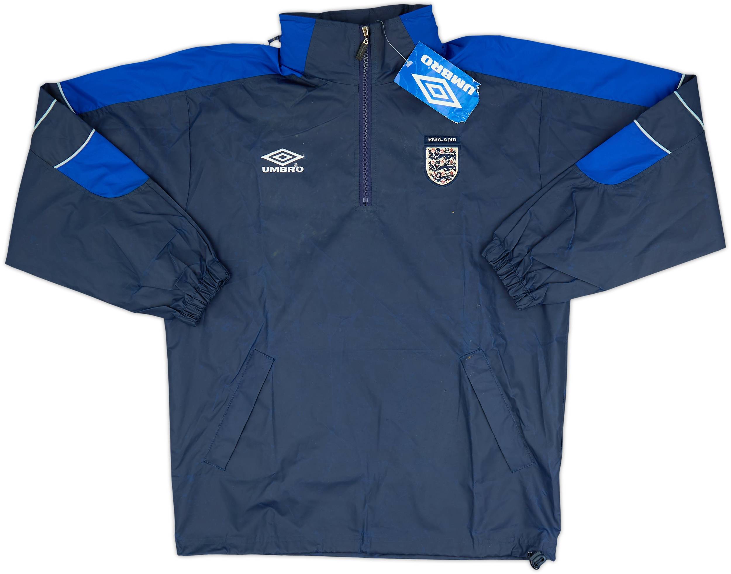 2000-02 England Umbro 1/4 Zip Hooded Rain Jacket (M)
