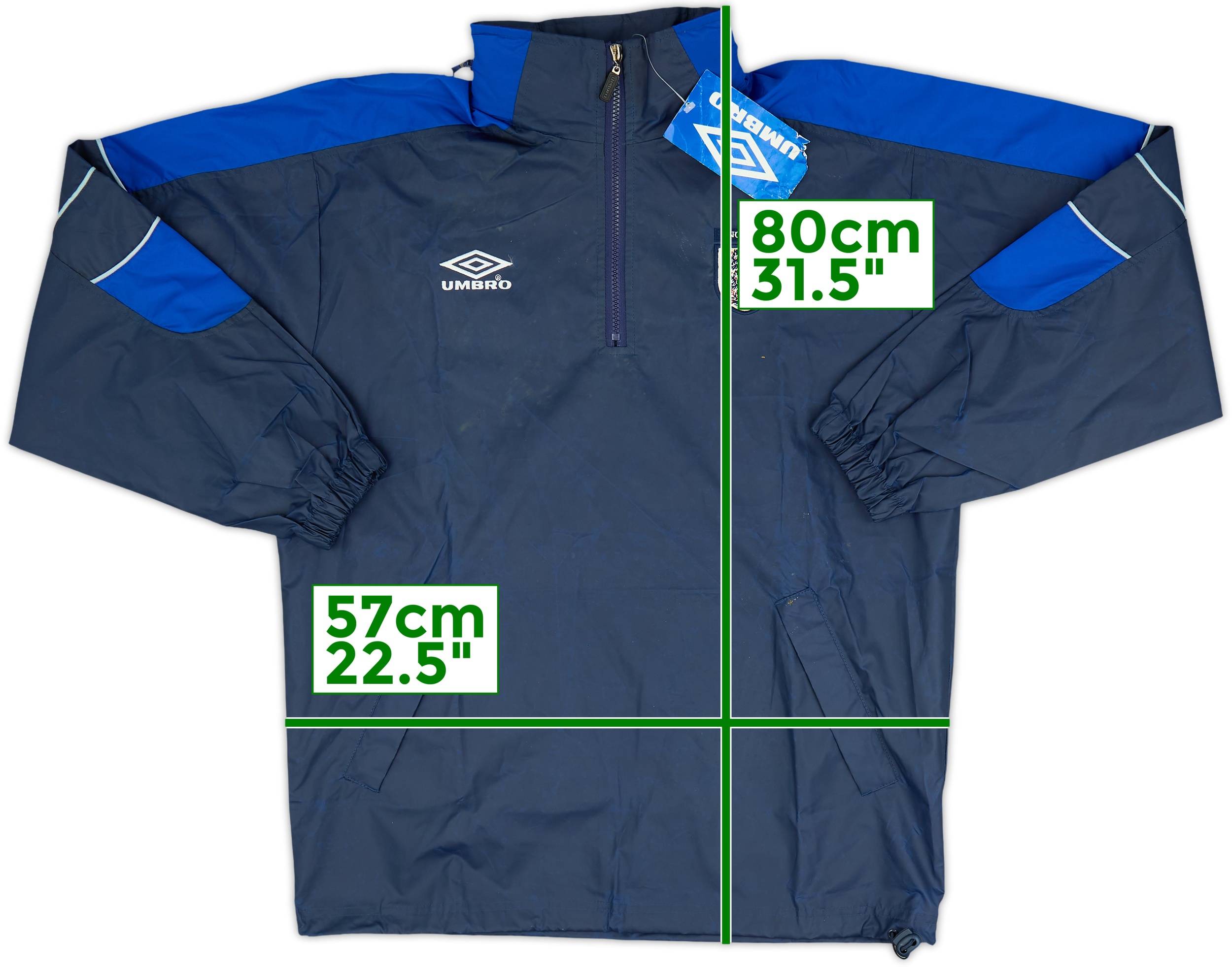 2000-02 England Umbro 1/4 Zip Hooded Rain Jacket (M)