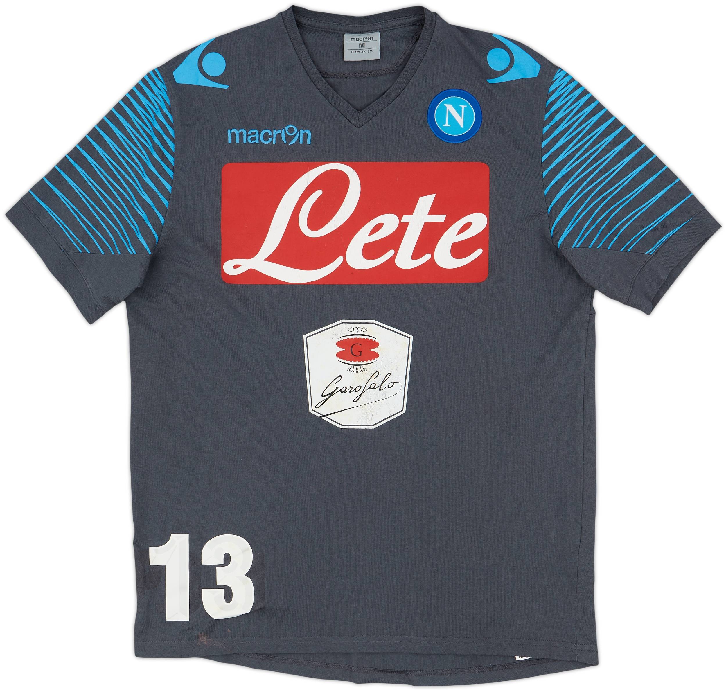 2014-15 Napoli Macron Player Issue Cotton Tee #13 - 6/10 - (M)