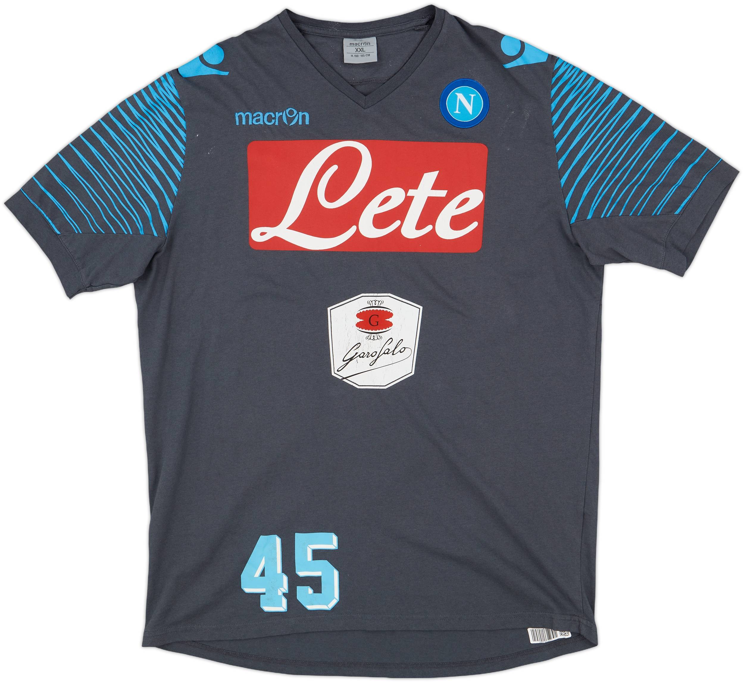 2014-15 Napoli Player Issue Macron Cotton Tee #45 - 6/10 - (XXL)