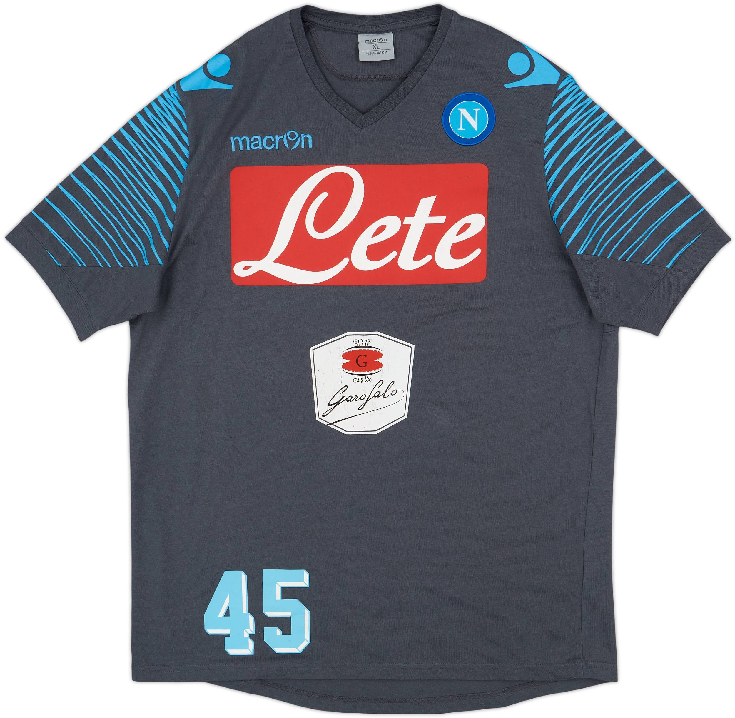 2014-15 Napoli Macron Player Issue Cotton Tee #45 - 5/10 - (XL)