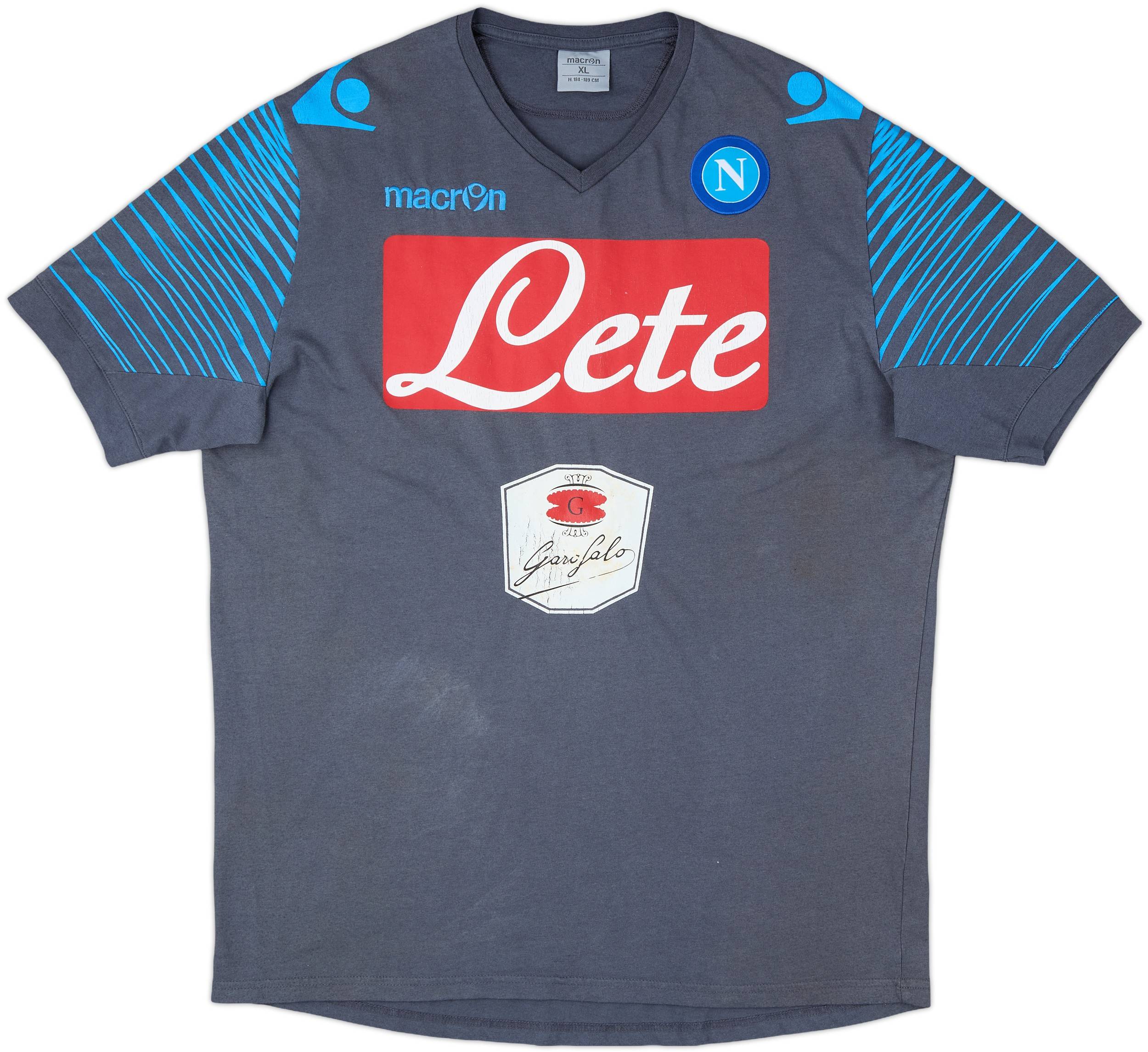 2014-15 Napoli Macron Cotton Tee - 5/10 - (XL)
