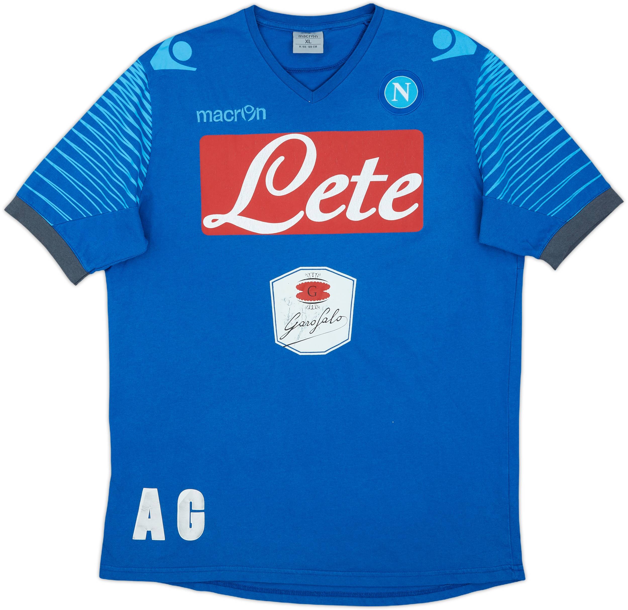 2014-15 Napoli Macron Staff Issue Cotton Tee AG - 5/10 - (XL)