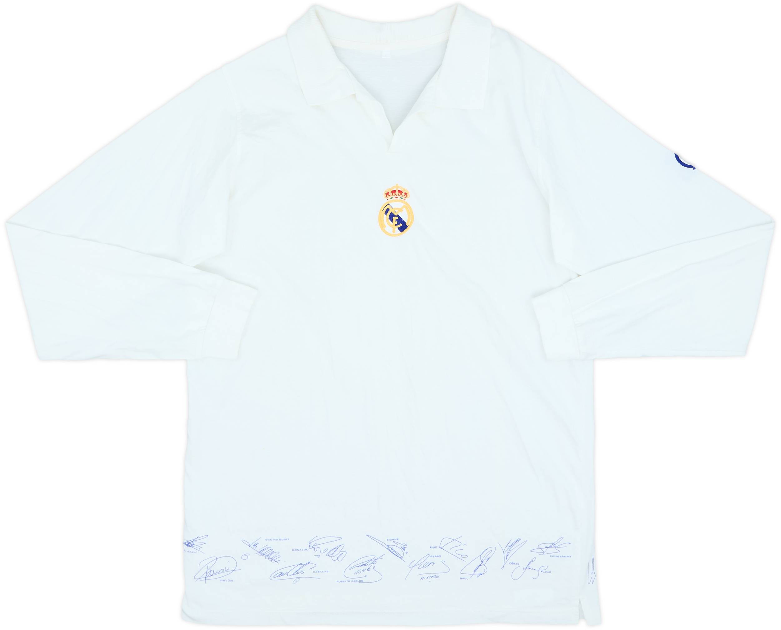 2002-03 Real Madrid 'Signed' Cotton L/S Shirt - 9/10 - (L)