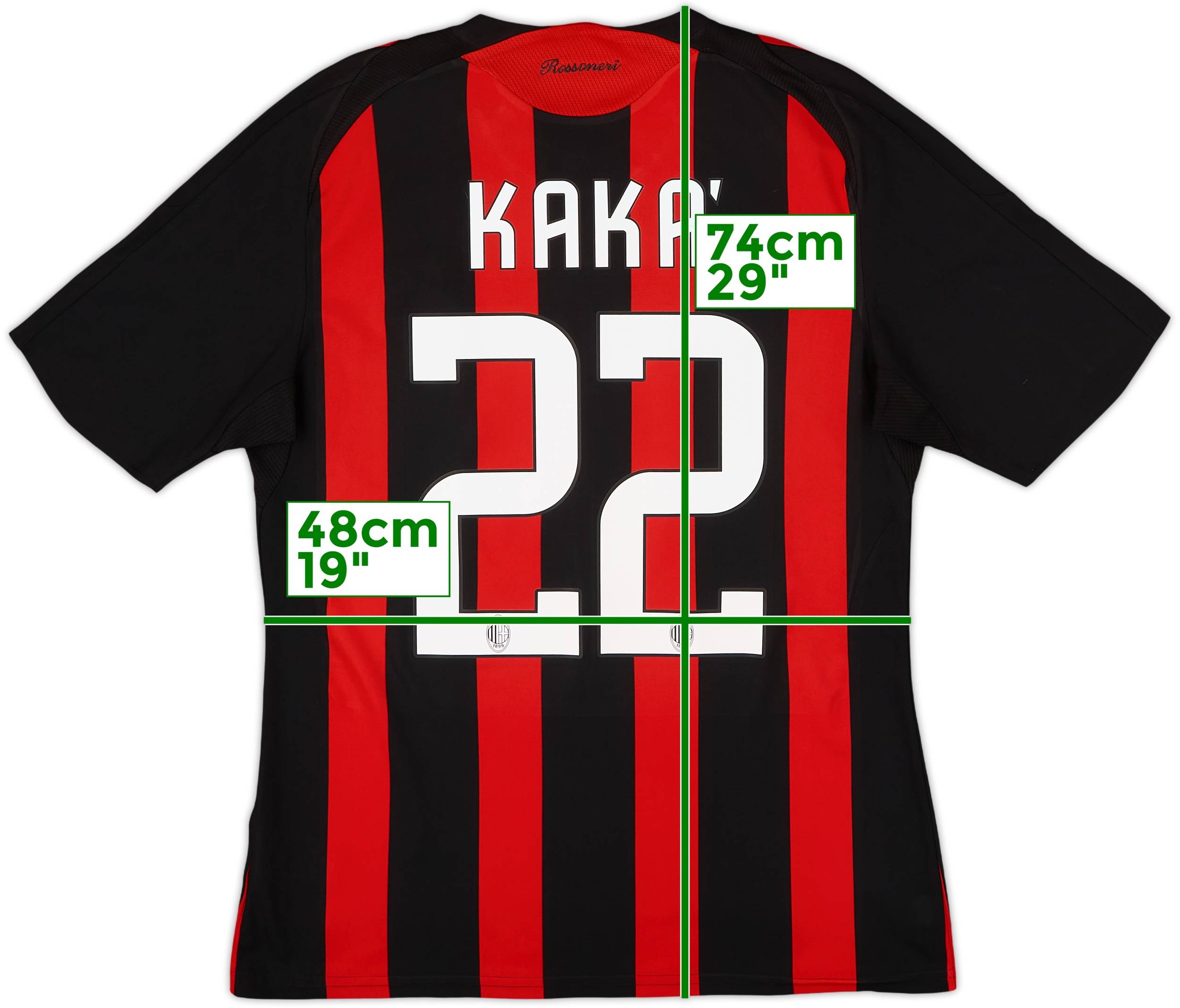 2008-09 AC Milan Home Shirt Kaka #22 - 6/10 - (M)