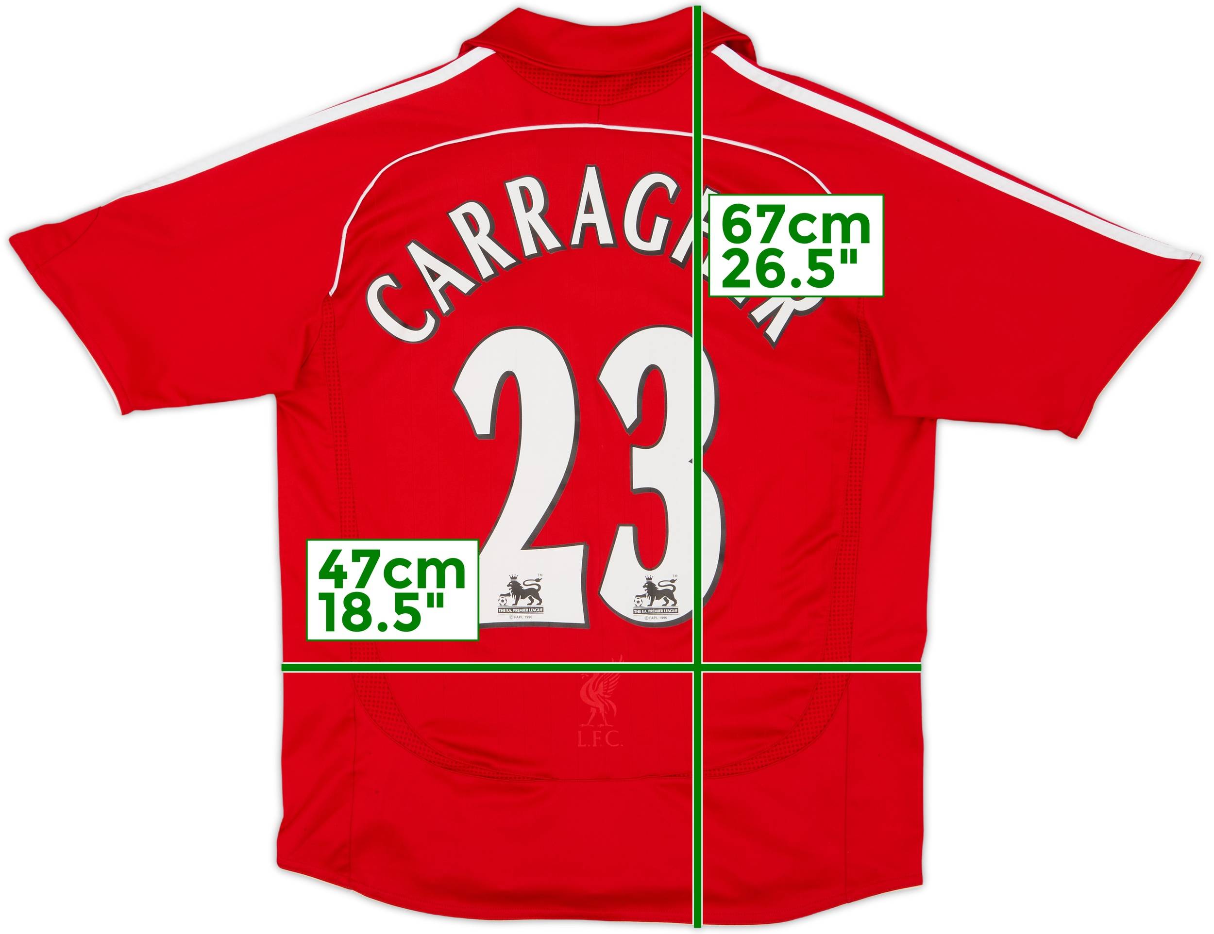 2006-08 Liverpool Home Shirt Carragher #23 - 8/10 - (L.Boys)