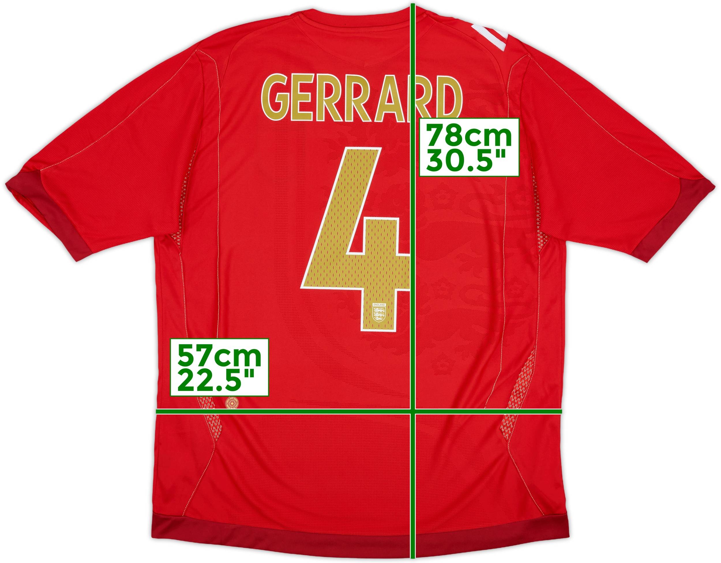 2006-08 England Away Shirt Gerrard #4 - 6/10 - (XL)