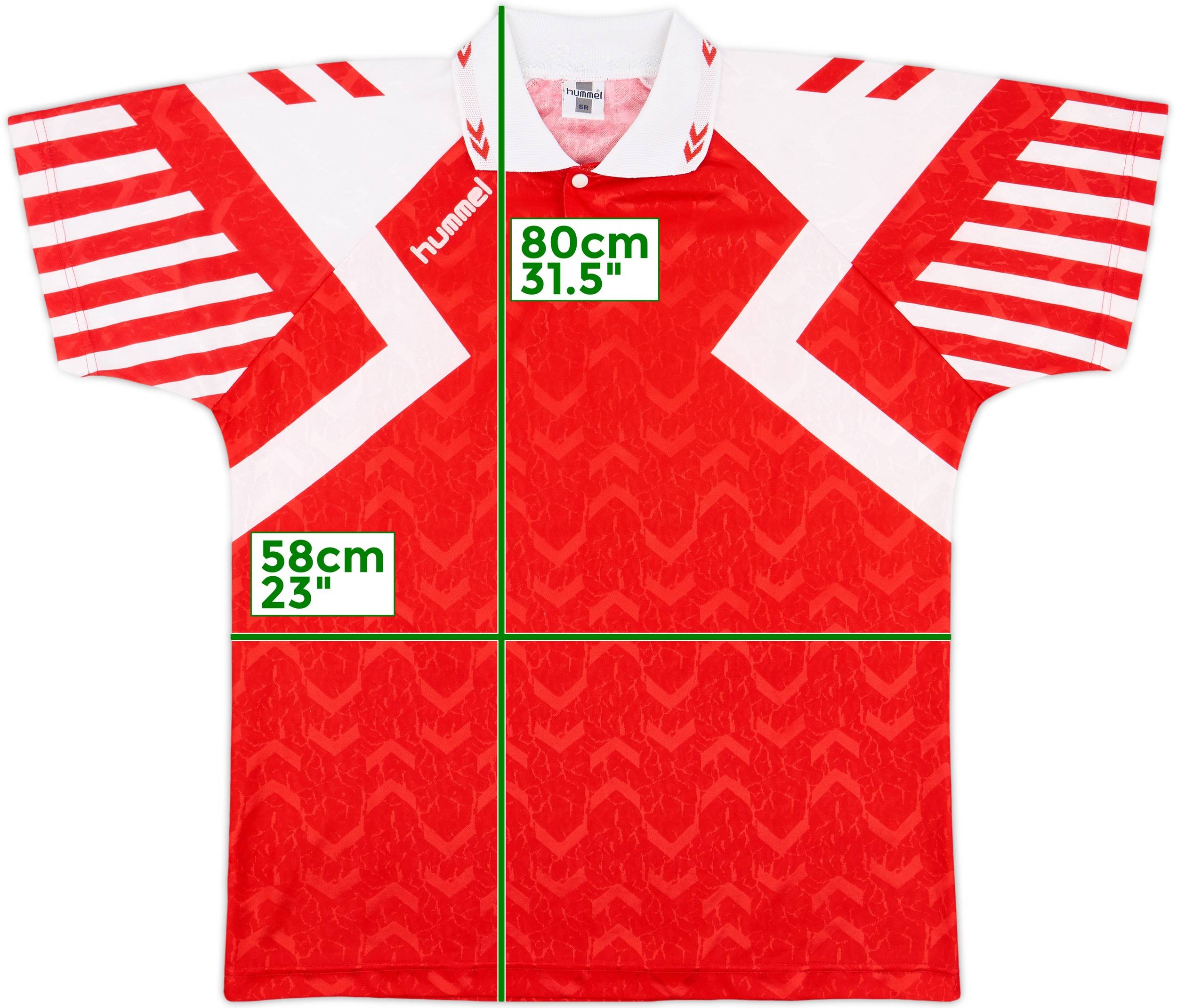 1992-93 Hummel Template Shirt (Denmark) - 9/10 - (XL)