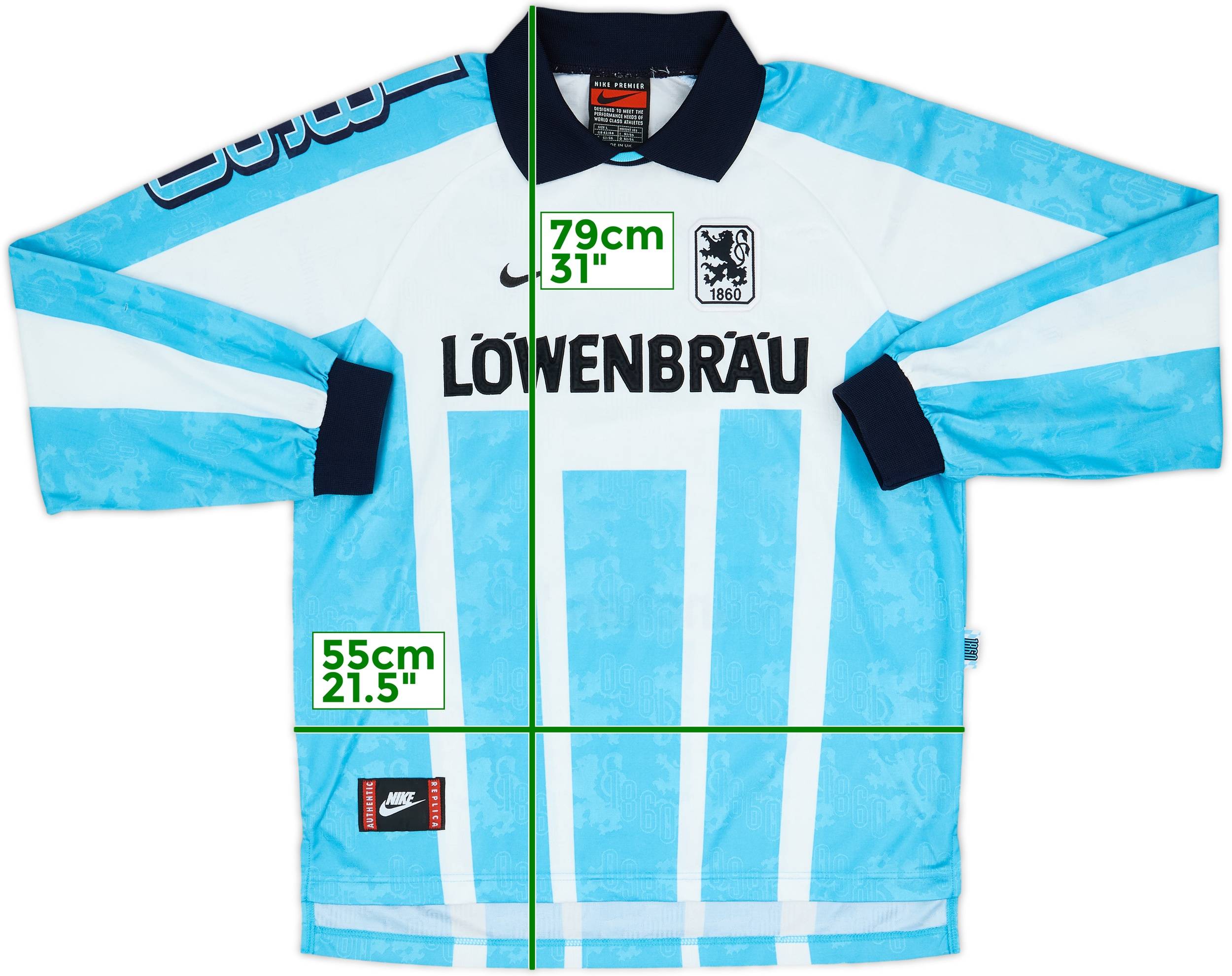 1996-97 1860 Munich Home L/S Shirt - 8/10 - (L)