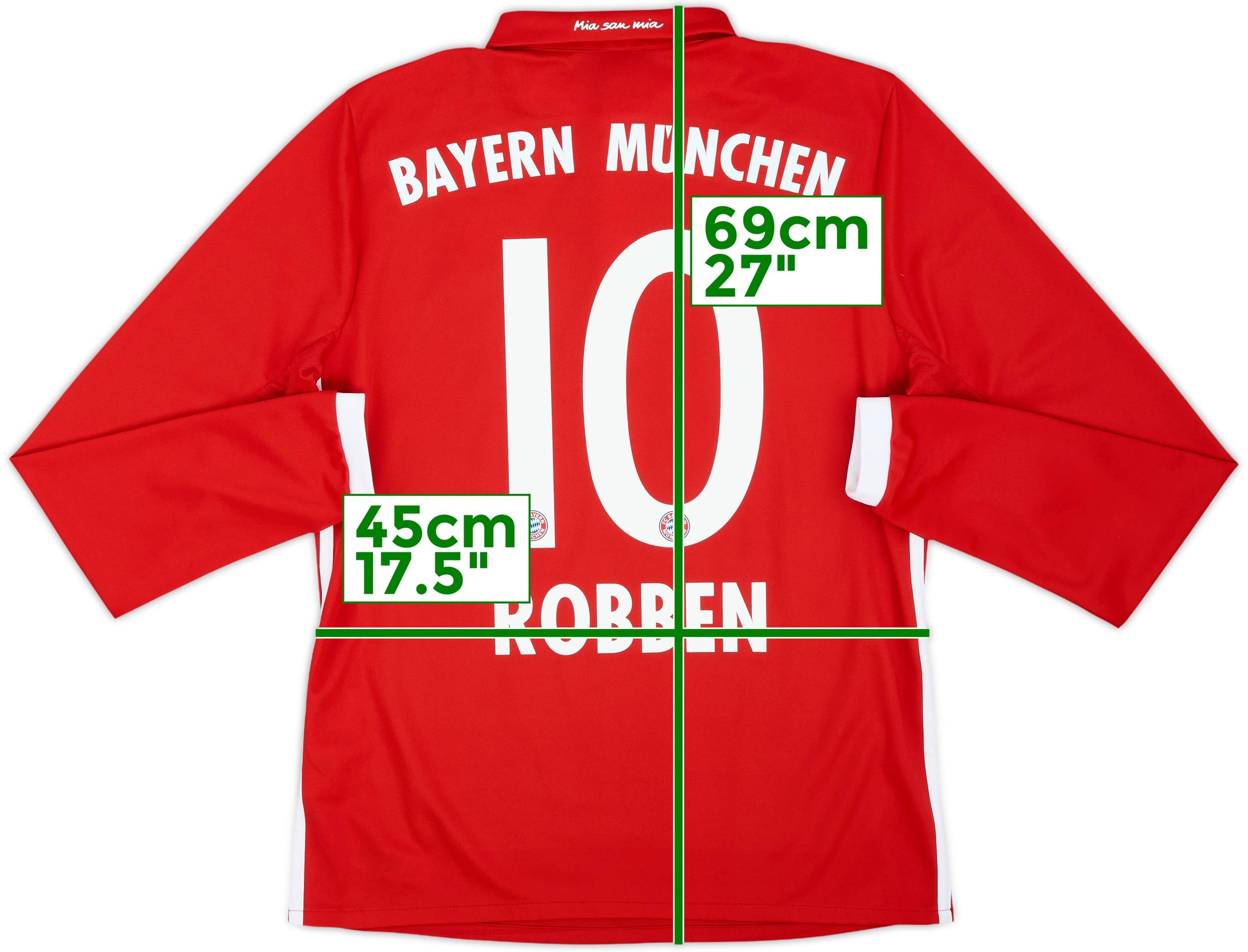 2016-17 Bayern Munich Home L/S Shirt Robben #10 - 9/10 - (XL.Boys)
